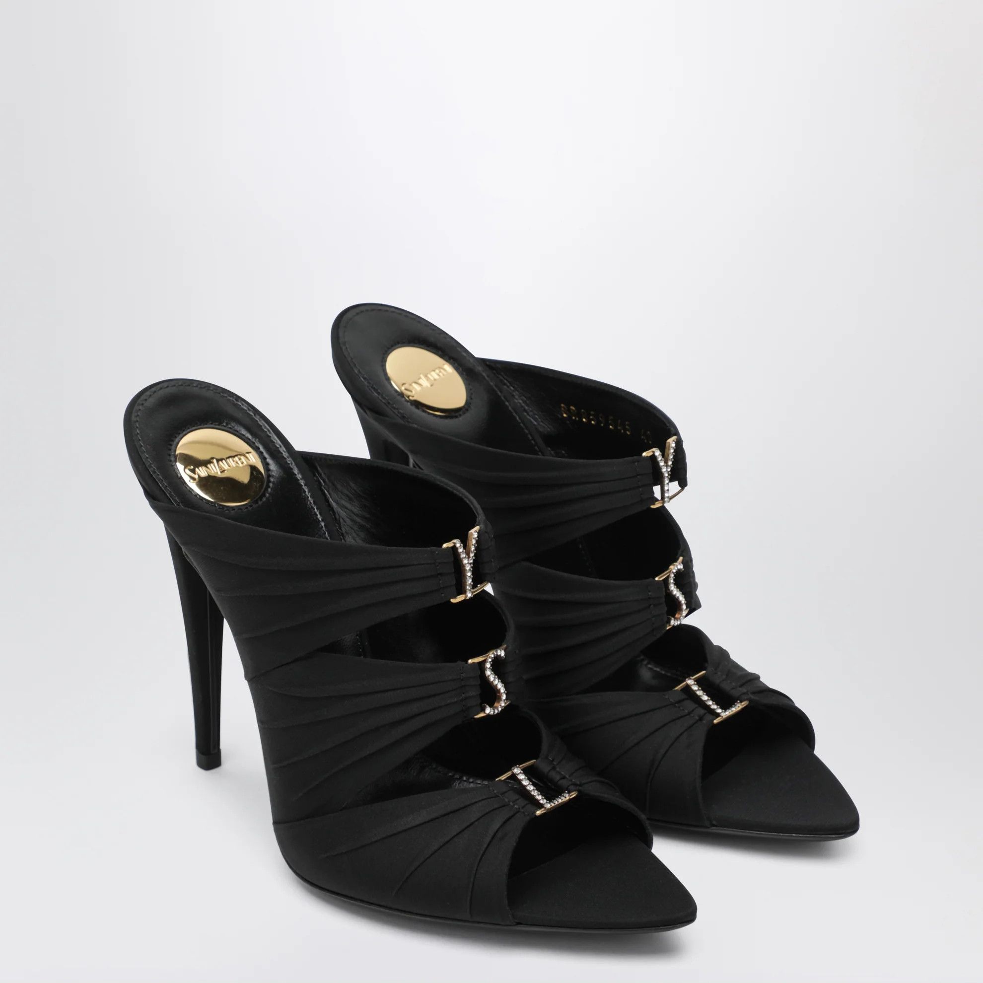 Saint Laurent Paris o1d2blof0526 Crepe Satin Mules in Black Size US 8.5 / IT 38.5 - 2 Thumbnail