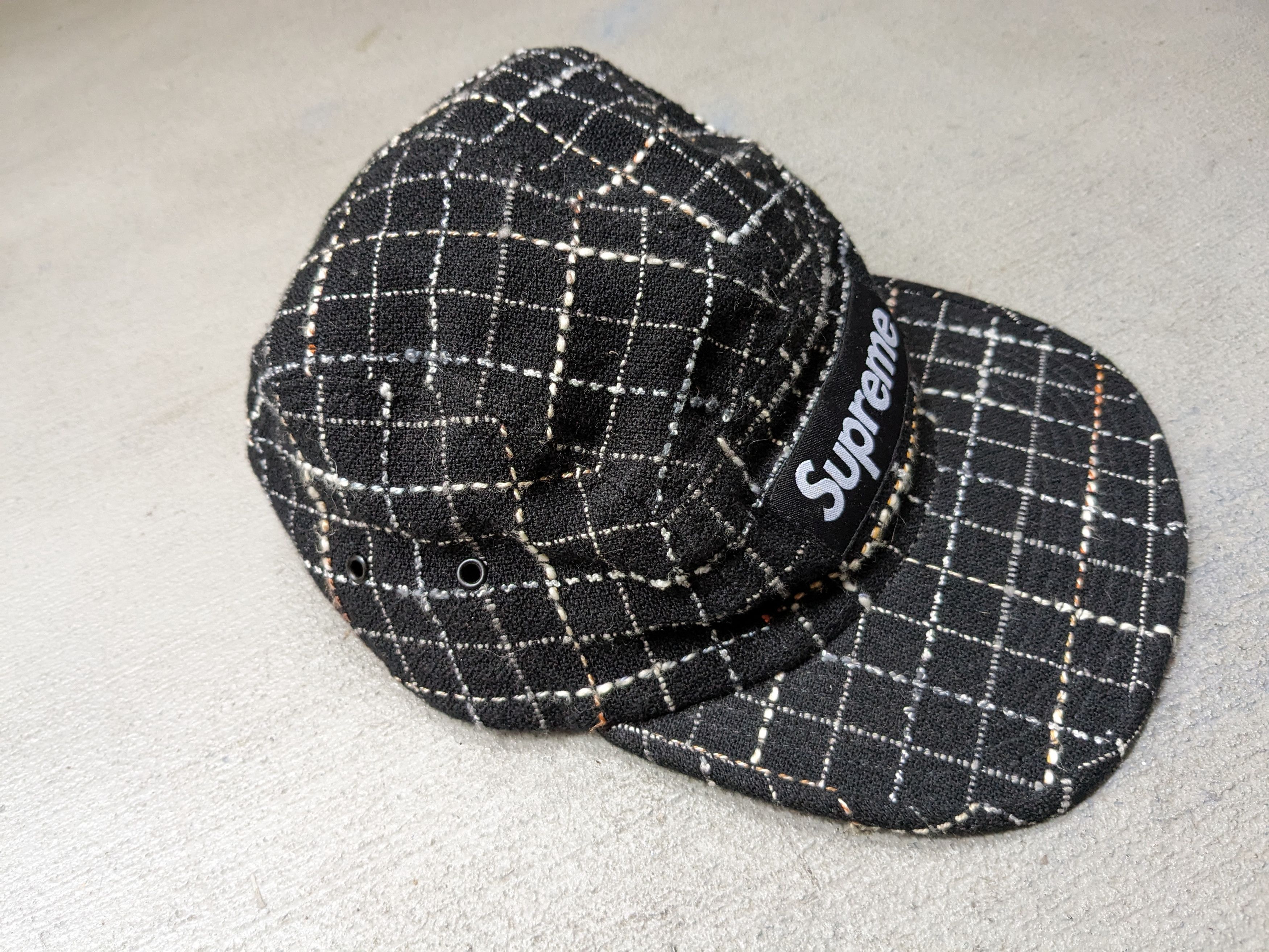 Supreme Supreme Boucle Camp Cap Black White Grid FW18 BOGO Size ONE SIZE - 3 Thumbnail