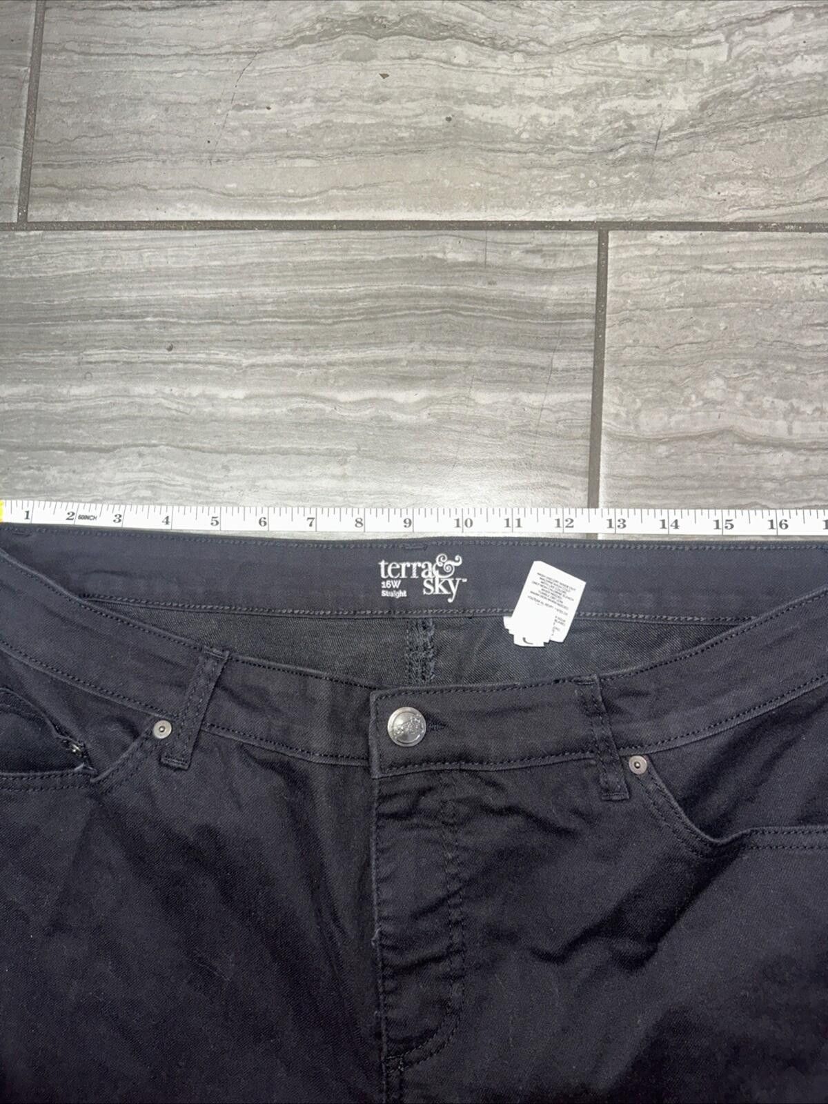 Other Terra & Sky Jeans Size 16W Black Denim Straight Leg Stretch Size 38" / US 16 / IT 52 - 5 Thumbnail