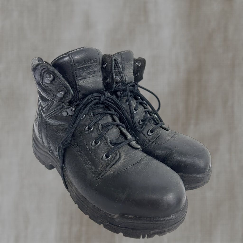 Timberland Timberland PRO Titan Alloy Safety Toe 72399 Work Boots Women 8M Black Leather Wide Calf Slip Resistant Steel Toe Size US 6 / IT 36 - 1 Thumbnail