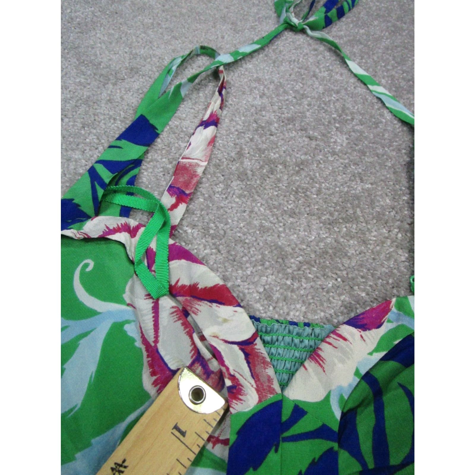 Soeur Moulinette Soeurs Dress Womens 6 Green Blue Red Floral Halter Silk Blouson Size M / US 6-8 / IT 42-44 - 6 Thumbnail