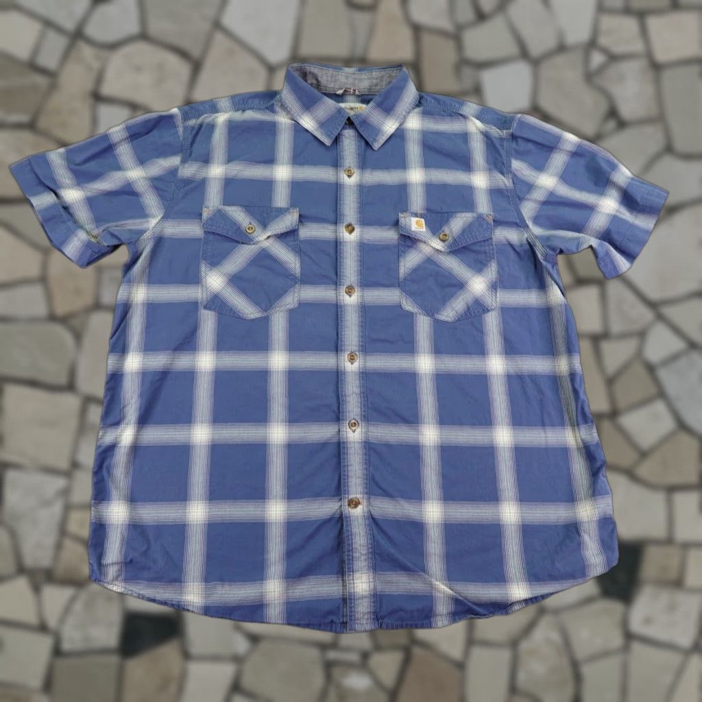 Carhartt Carhartt Shirt Mens XL Blue Plaid Button-Up Relaxed Fit Rugged Flex Workwear Shirt Size US XL / EU 56 / 4 - 1 Thumbnail