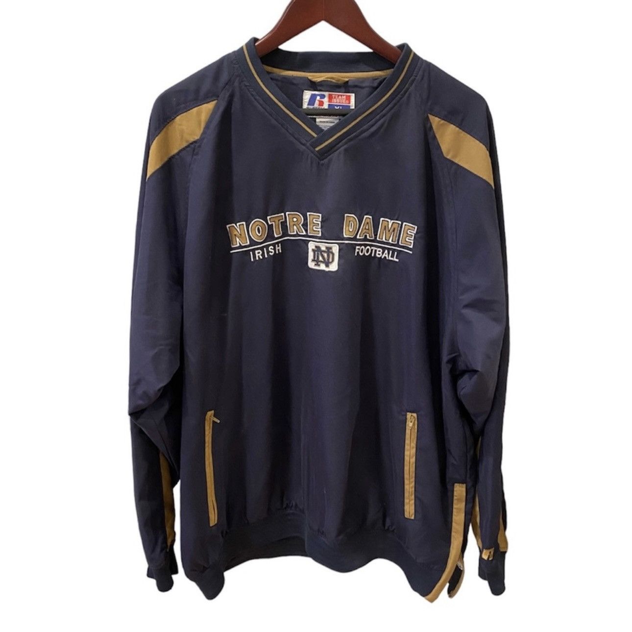 Russell Athletic Vintage Notre Dame Pullover Jacket Irish Blue Gold XL Size US XL / EU 56 / 4 - 1 Thumbnail