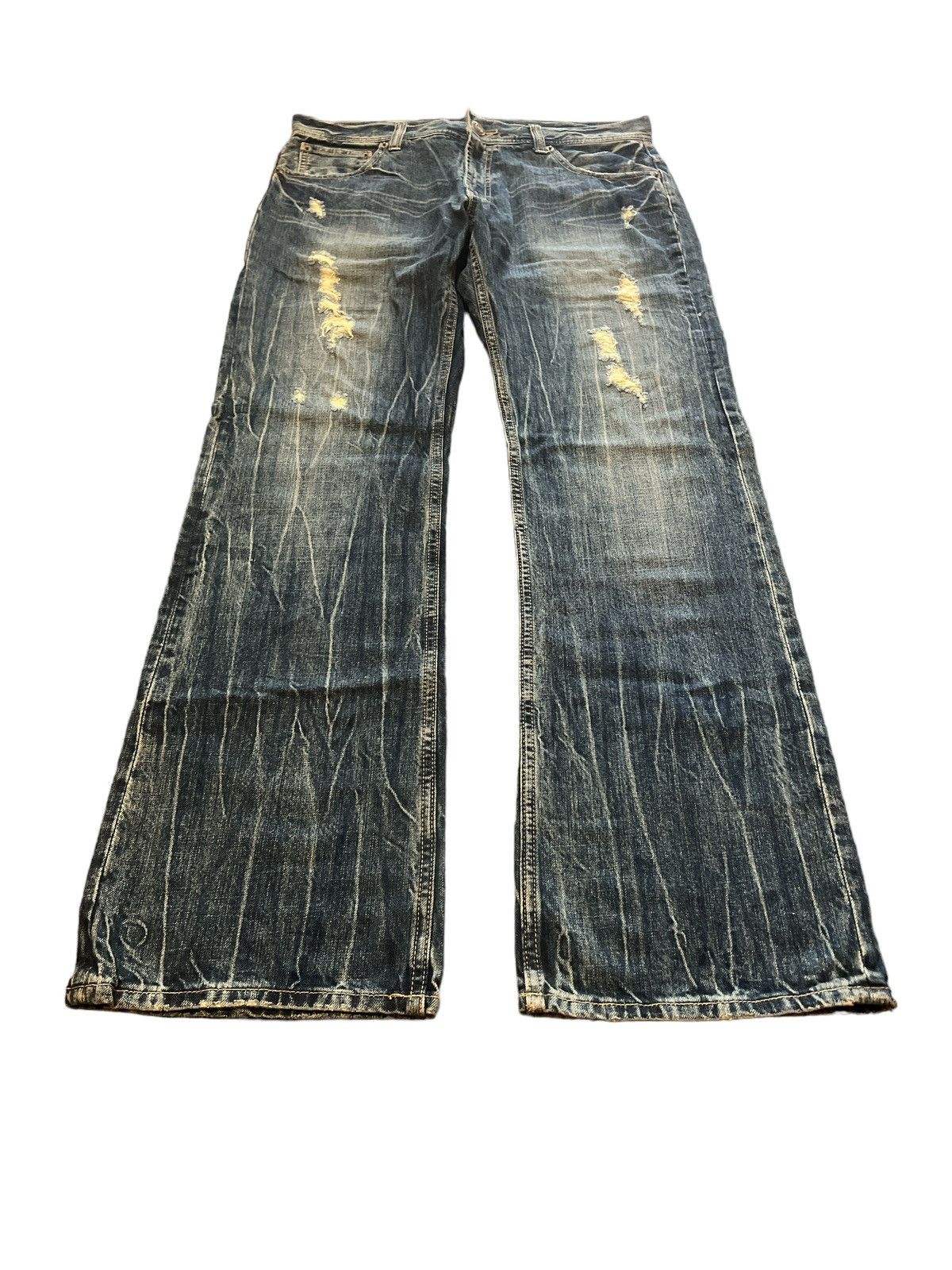 Japanese Brand FLARED💥UNKNOW JAPANES BRAND RIPPED DISTRESSED DENIM PANT Size US 33 - 4 Thumbnail