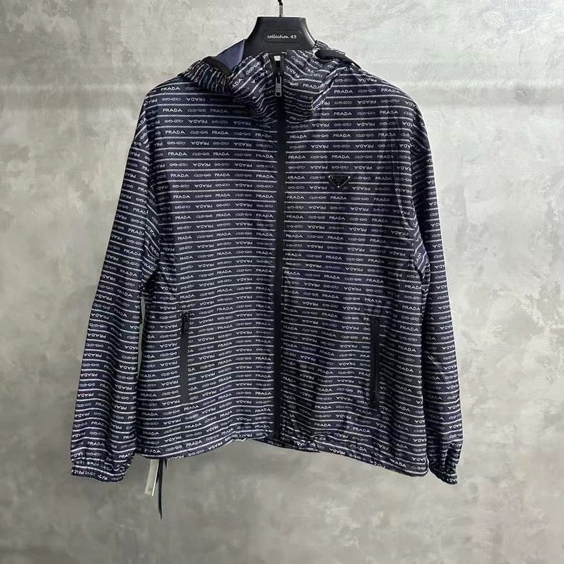 Prada Prada Blue Striped Zip Jacket-yf Size US M / EU 48-50 / 2 - 1 Thumbnail