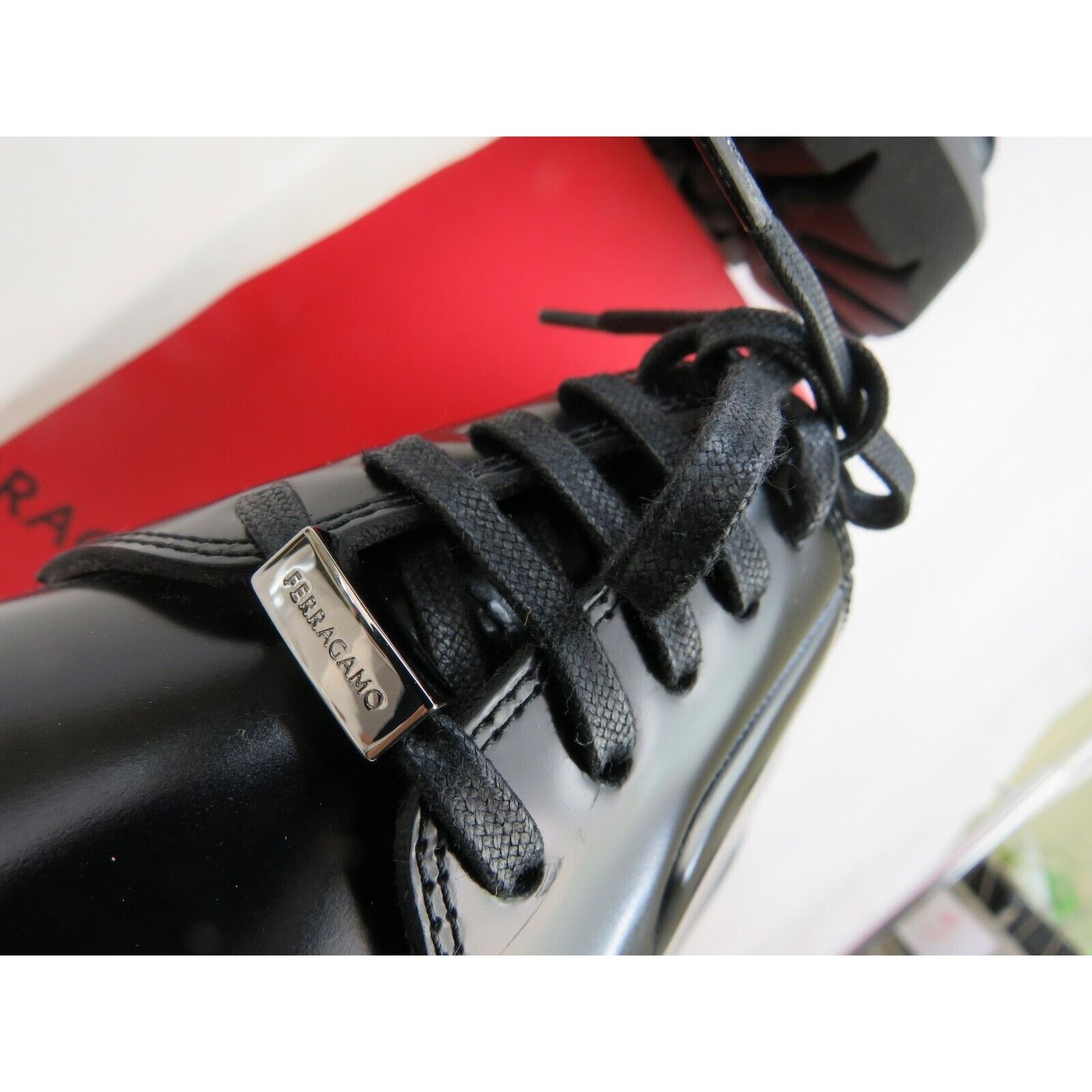 Salvatore Ferragamo FERRAGAMO FLICKER BLACK LEATHER LOGO LUG SOLE OXFORDS 11 M Size US 12 / EU 45 - 2 Thumbnail
