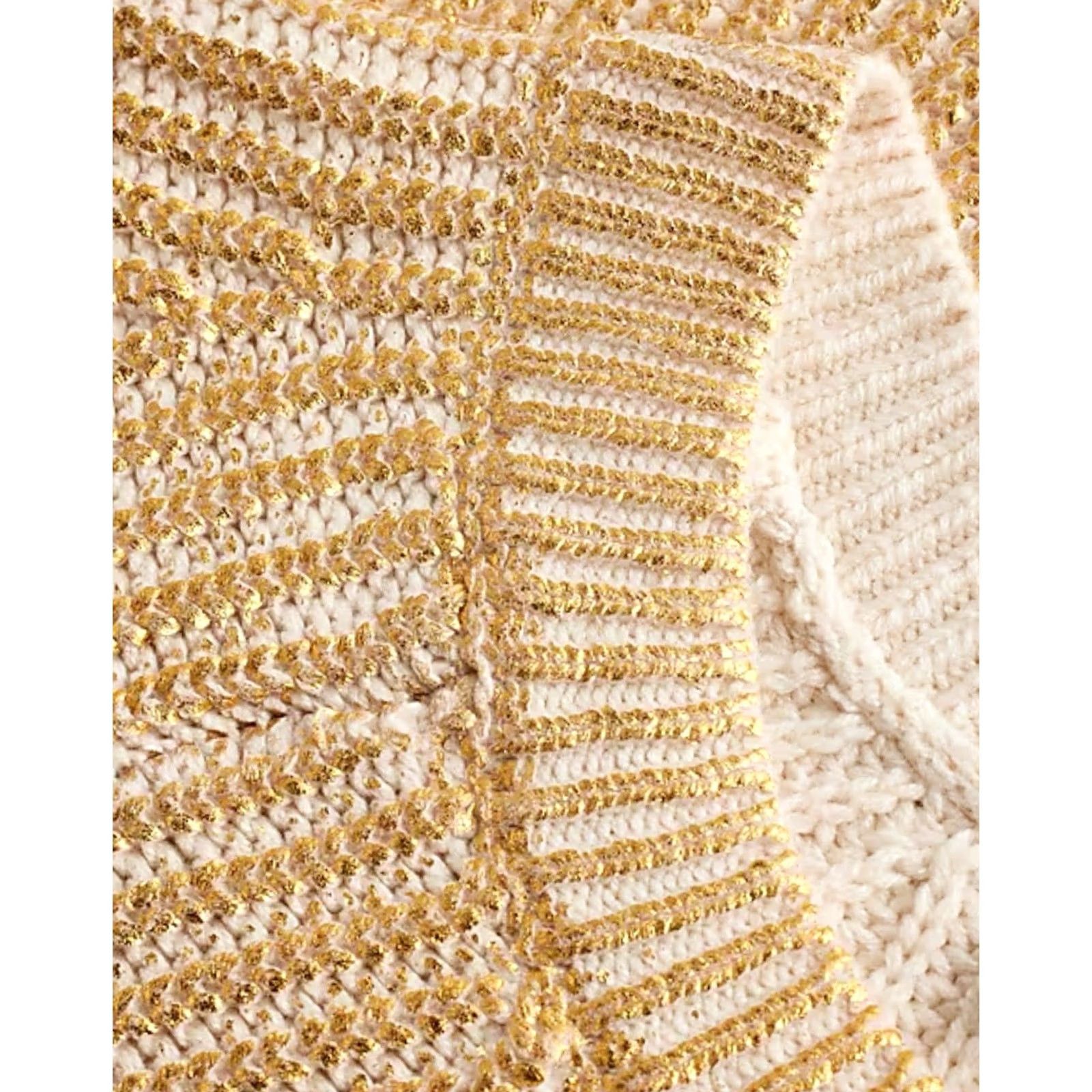 Express VINTAGE Express Women Sandshell Gold Foil Oversized Rib Knit Crewneck Tunic Sweater XS Size XS / US 0-2 / IT 36-38 - 4 Thumbnail