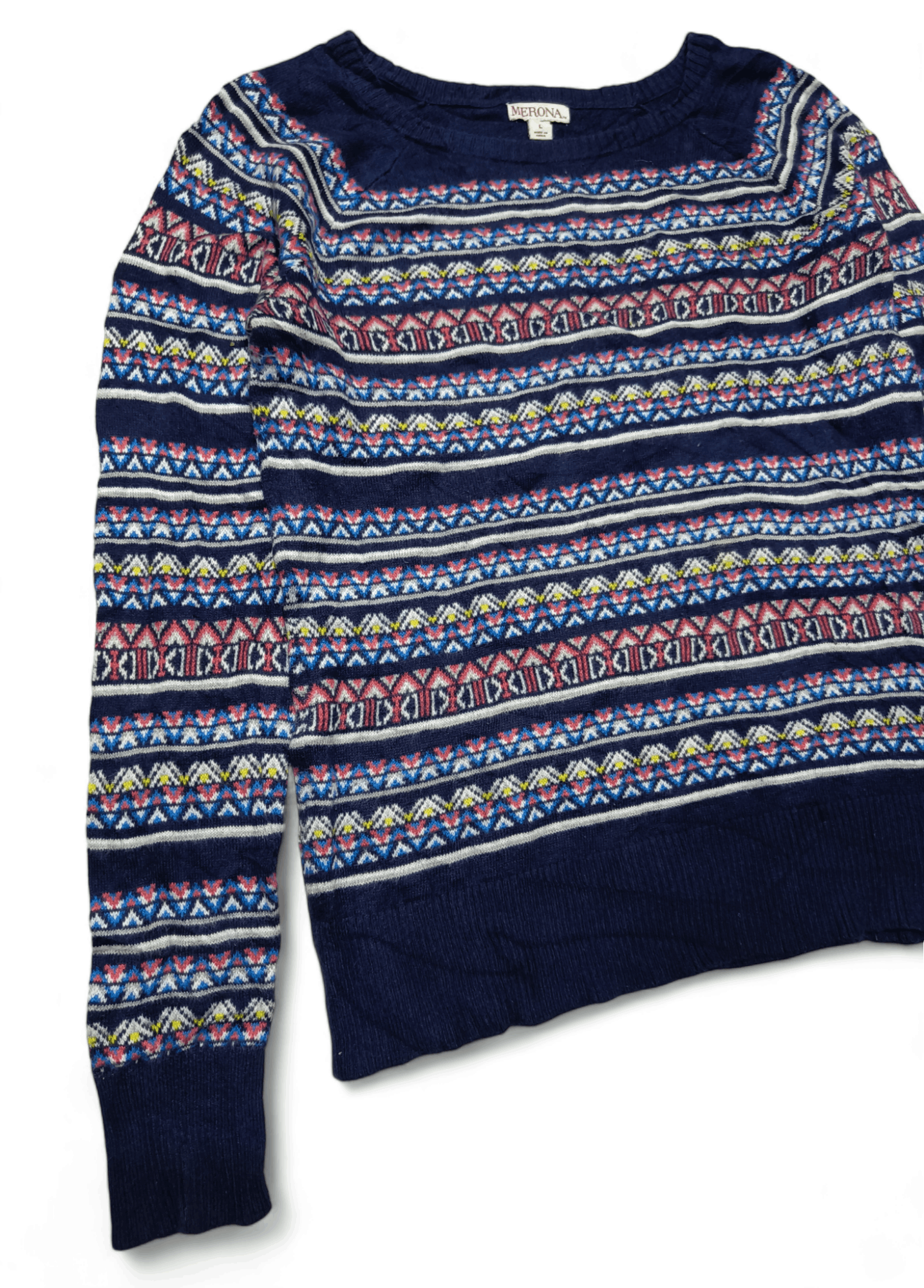 Other Vintage 90s MERONA Ethnic Pattern Knit Women's Thin Sweater Size L / US 10 / IT 46 - 5 Thumbnail