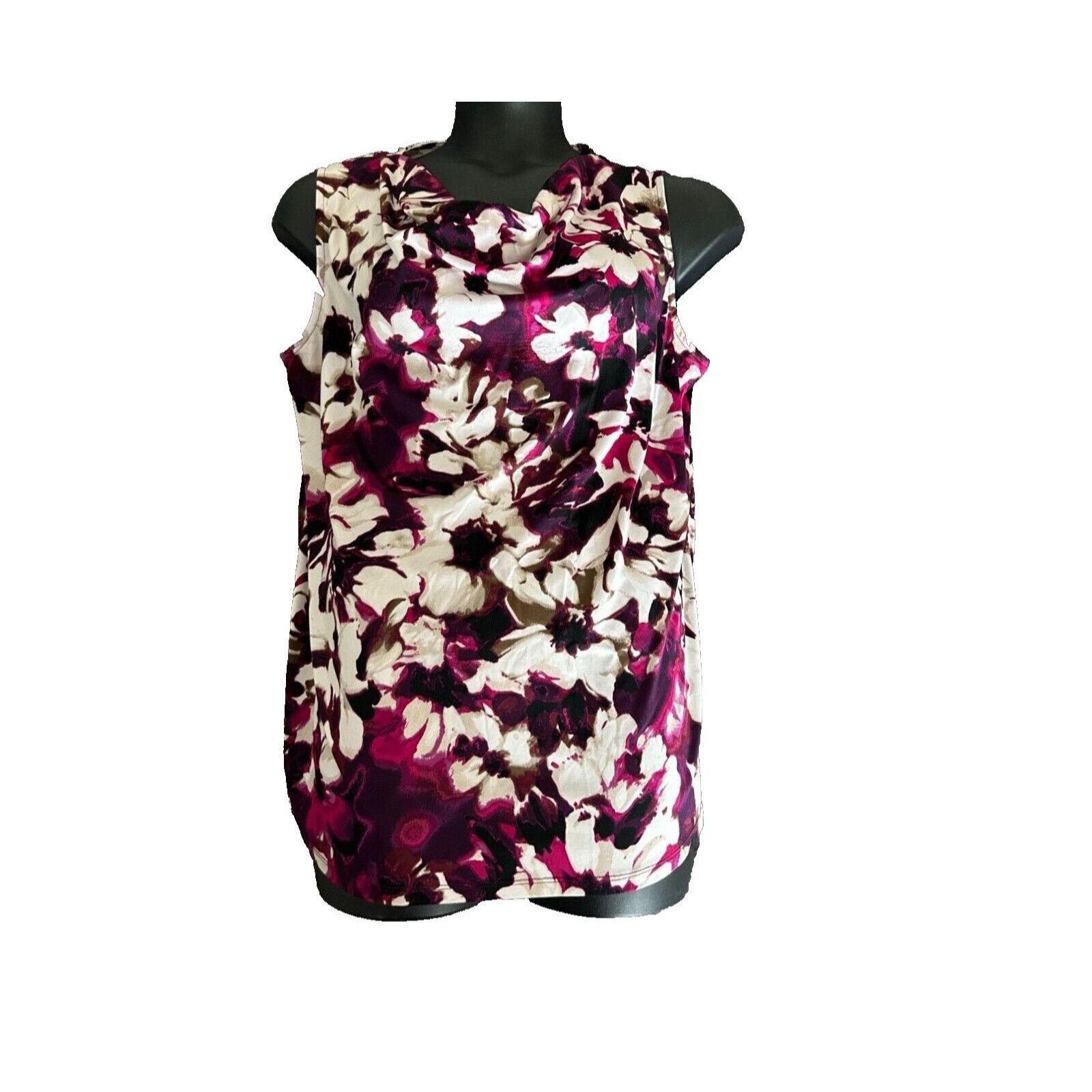Faded Glory Faded Glory Plus Size Purple Sleeveless Floral Top Size XXL Size 3XL / US 20-22 - 2 Thumbnail