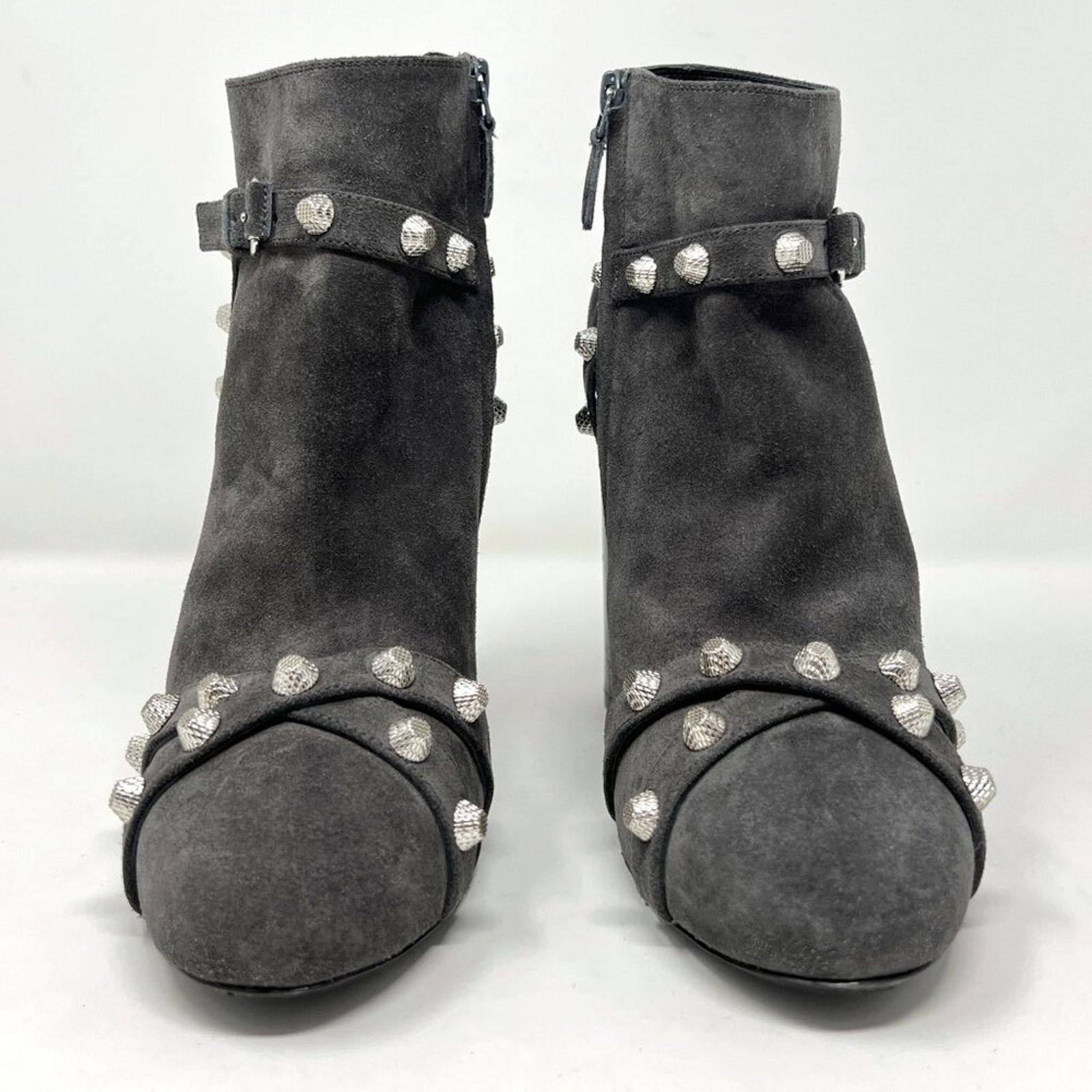 Balenciaga Balenciaga Grey Suede Silver Studded Ankle Boots – Size 39 Size US 9 / IT 39 - 2 Thumbnail