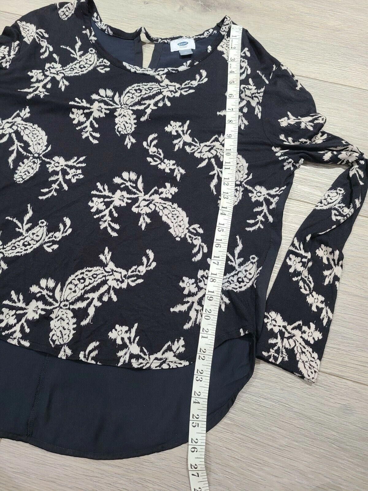 Old Navy Old Navy Top Medium Long Sleeve Black White Paisley Hi Low Size M / US 6-8 / IT 42-44 - 4 Thumbnail