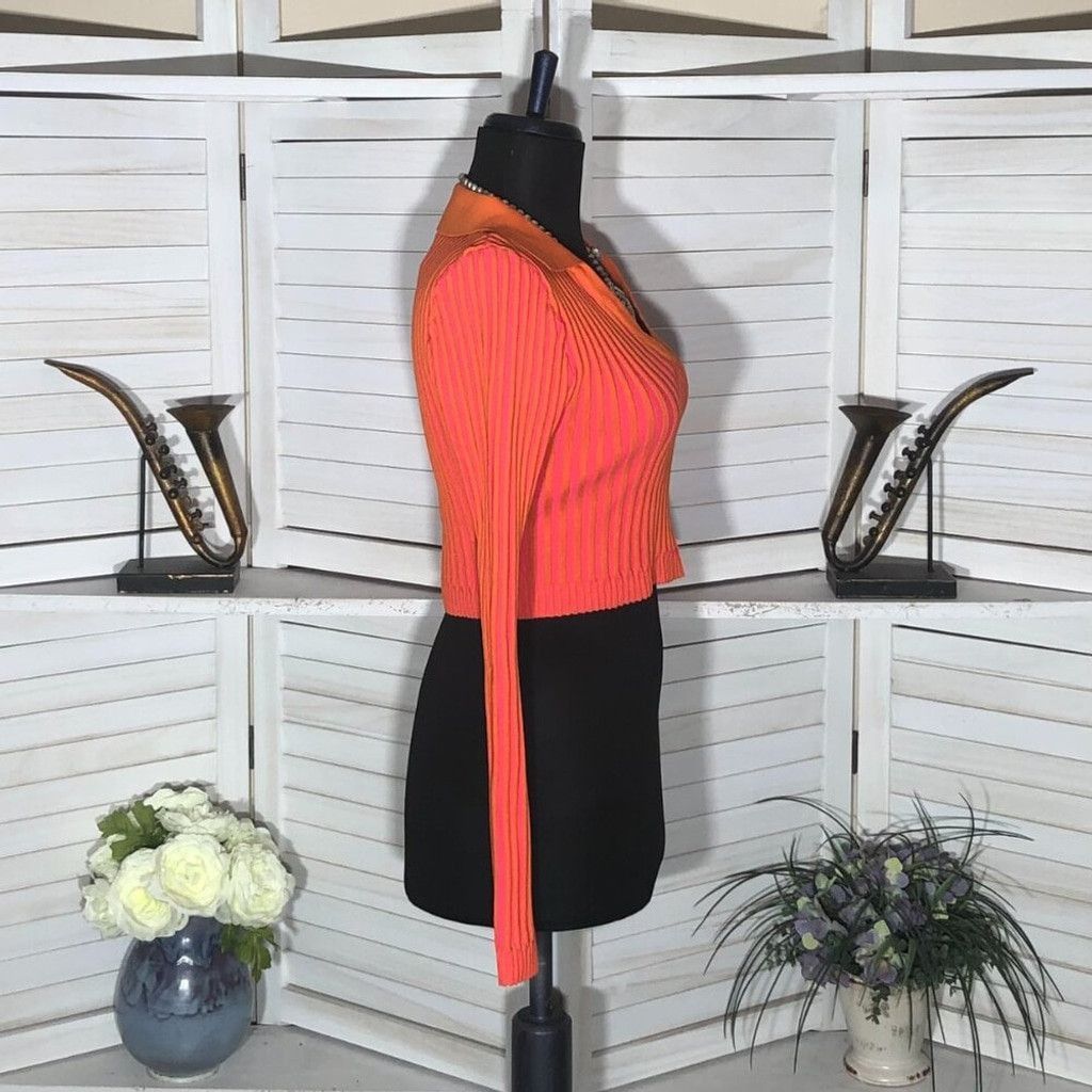 PrettyLittleThing PrettyLittle Thing pink orange knit cropped top stretchy S Size L / US 10 / IT 46 - 7 Thumbnail