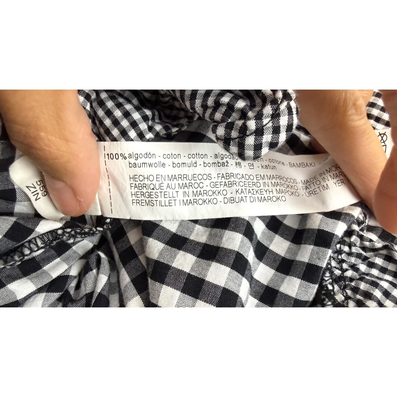 Zara Zara Shirt Womens Medium Black White Gingham Ruffle Hem Tunic Cotton Trafaluc Button-Up Size M / US 6-8 / IT 42-44 - 7 Thumbnail