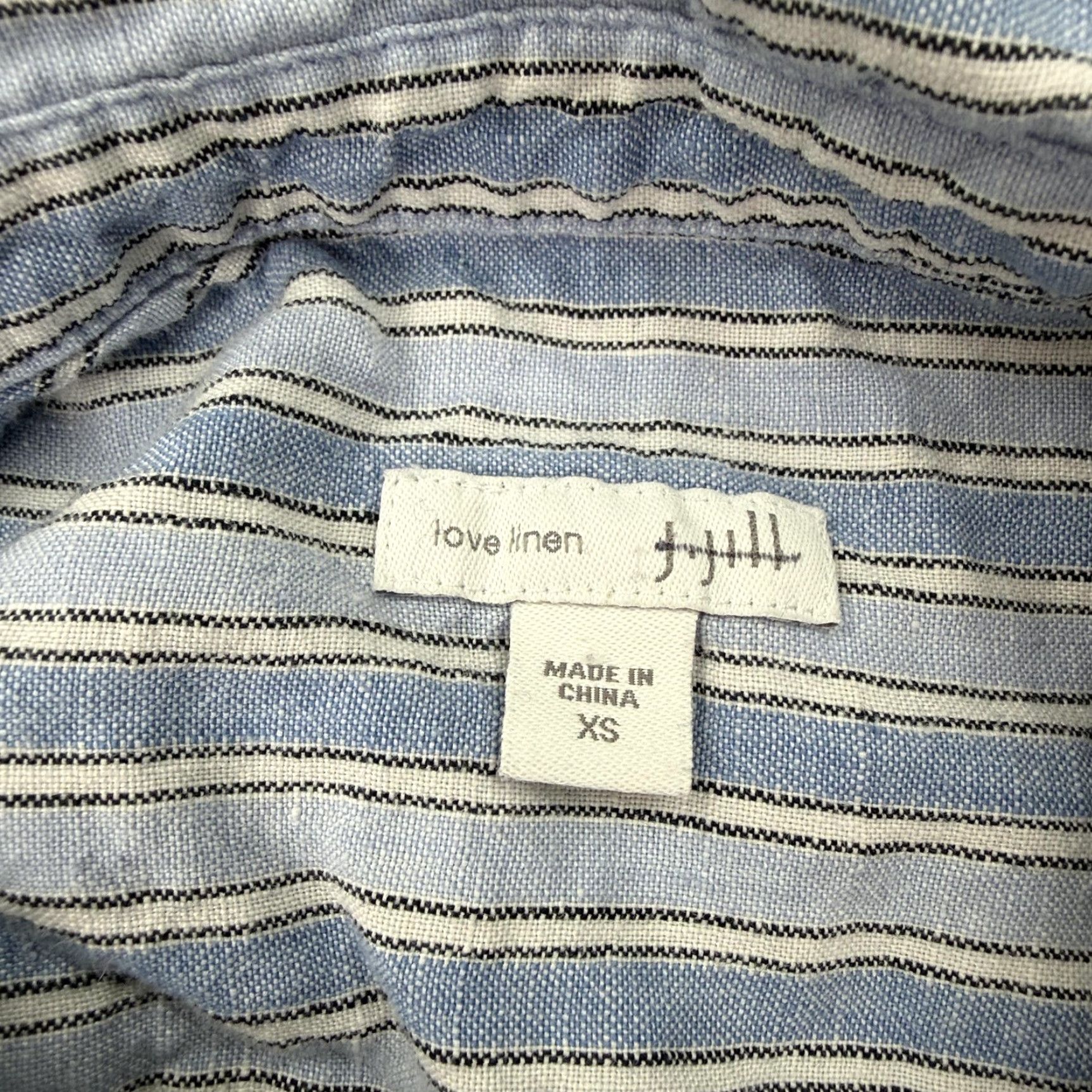 Vintage Love Linen Shirt Dress Womens XS Blue White Striped Button Front 100% Linen Size XS / US 0-2 / IT 36-38 - 5 Thumbnail
