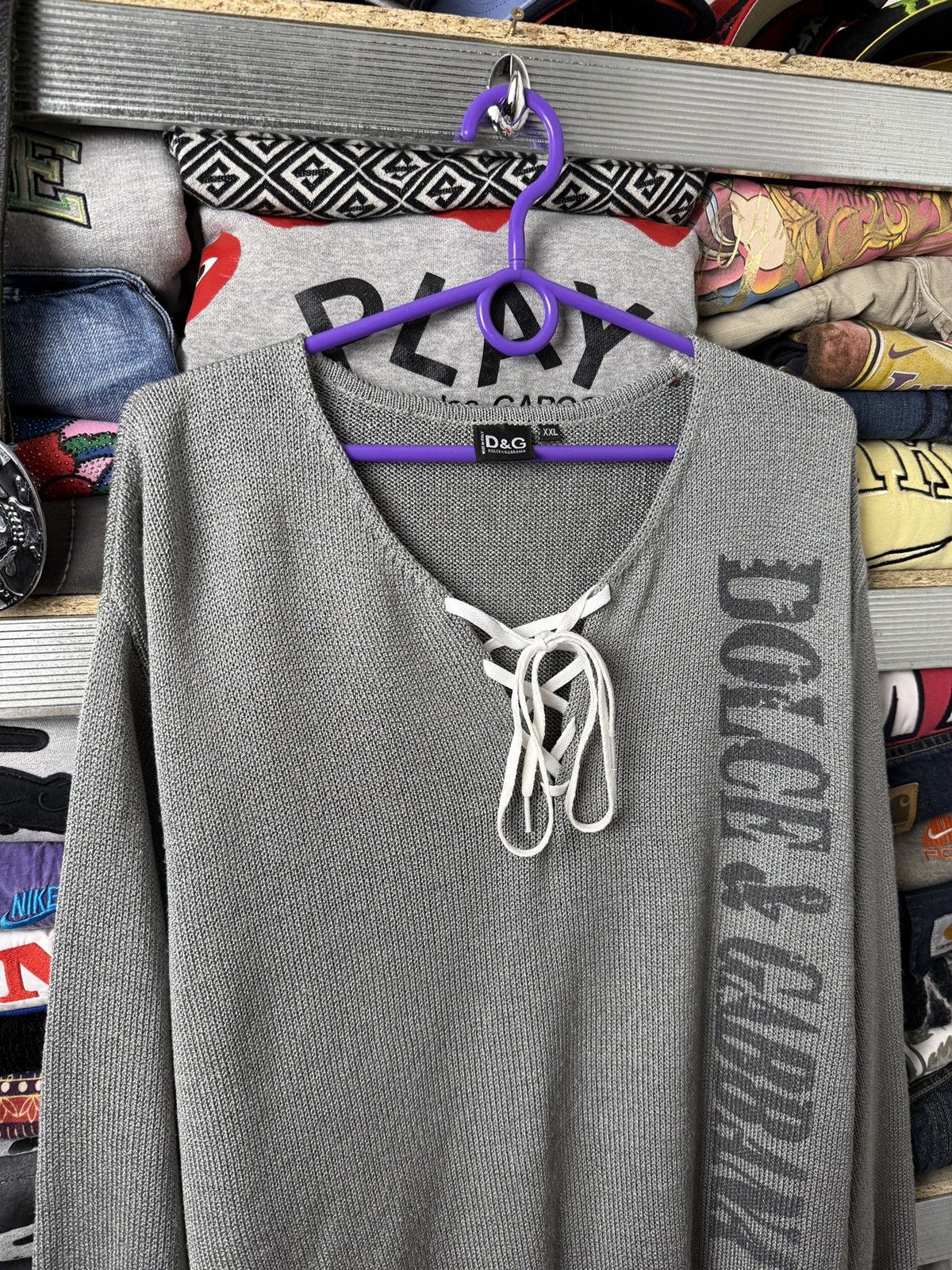 Vintage Vintage Dolce Gabbana Ribbed Sweater Big Logo Avant Garde Size US XXL / EU 58 / 5 - 3 Thumbnail