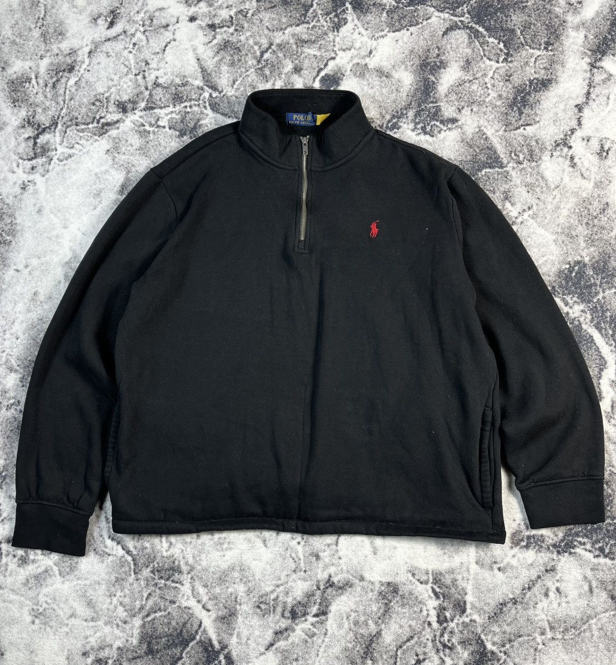 Polo Ralph Lauren Polo Ralph Lauren Black Quarter Zip Fleece Pullover Size US XL / EU 56 / 4 - 1 Thumbnail