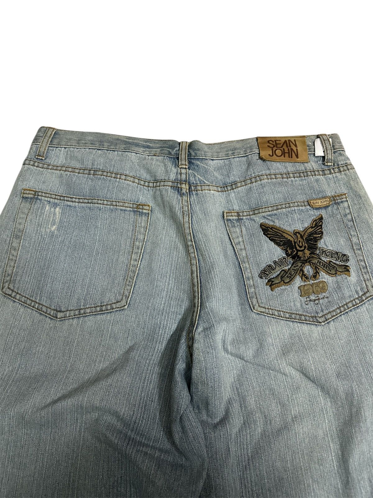 GOA 2000 Sean John Embroidered Baggy Jean Y2K Jnco Goa Lgb Style Size US 39 - 2 Thumbnail