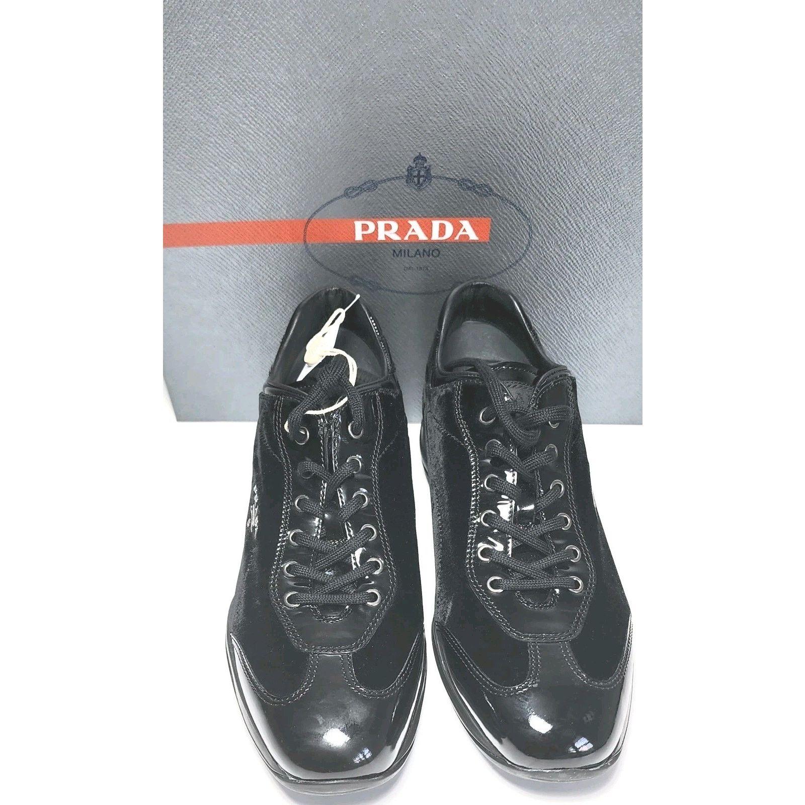 Prada Prada Sports Black Patent Leather And Velvet Top Size US9 Size US 9 / IT 39 - 10 Thumbnail