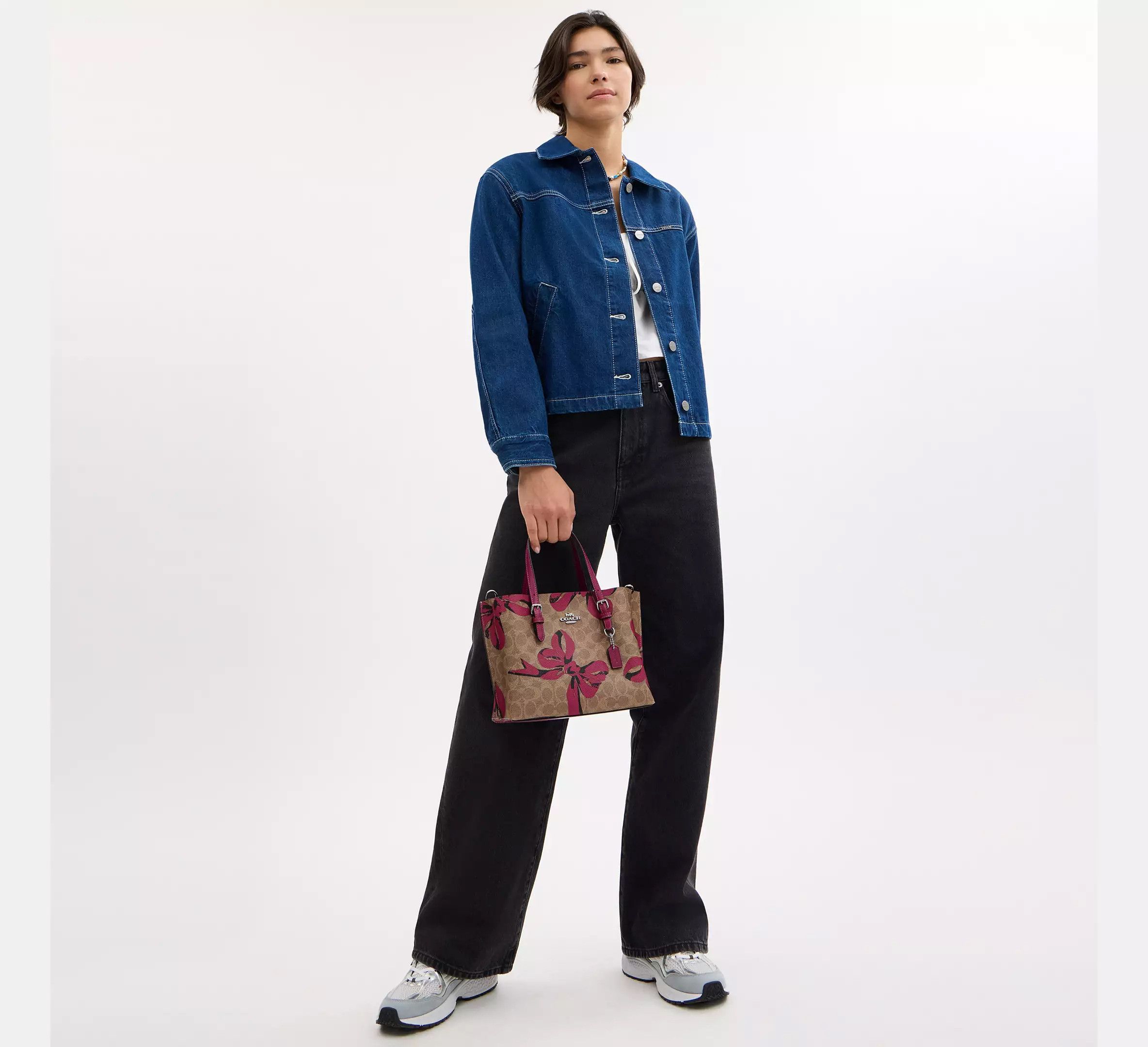 Coach Mollie Tote Bag 25 In Signature Canvas With Bow Print CZ767 Size ONE SIZE - 7 Thumbnail