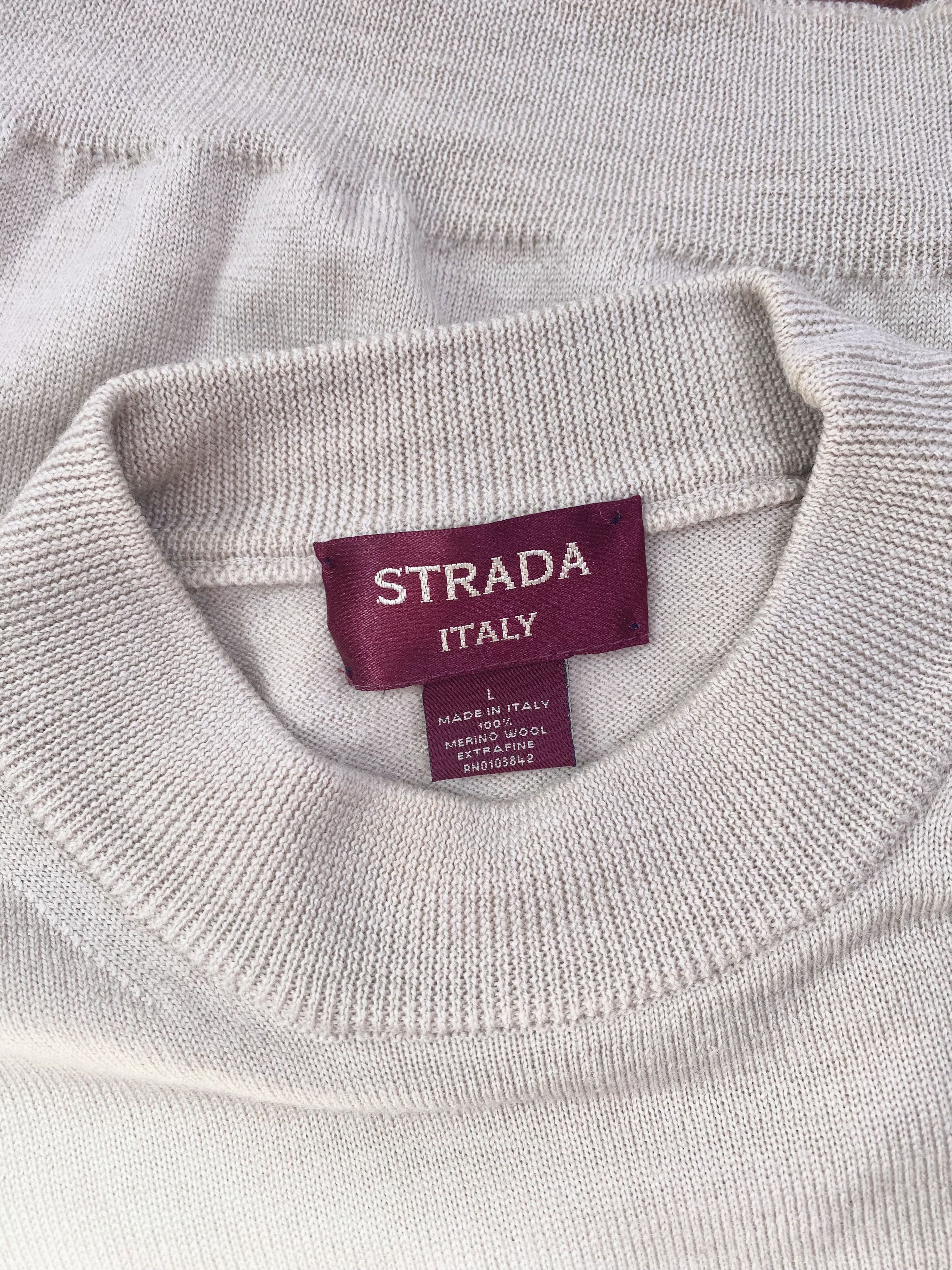 Vintage 100% Merino Wool Beige Sweater - Strada Italy Size US L / EU 52-54 / 3 - 7 Thumbnail