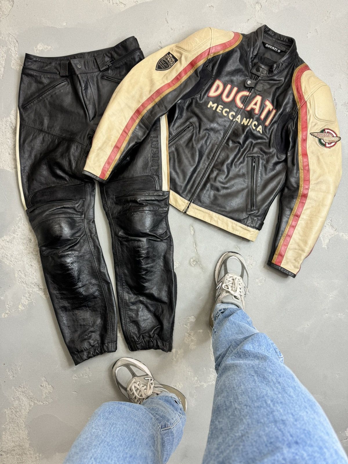 image of Vintage Ducati Meccanica Bologna Leather Motorcycle Suit, Men's (Size Medium)