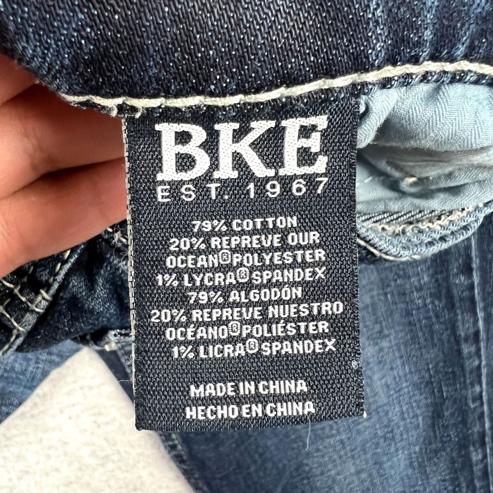 Vintage Buckle BKE Jake Straight Jeans Mens 30x34 Blue Stretch Denim Pants Thick Stitch Size US 31 - 4 Thumbnail