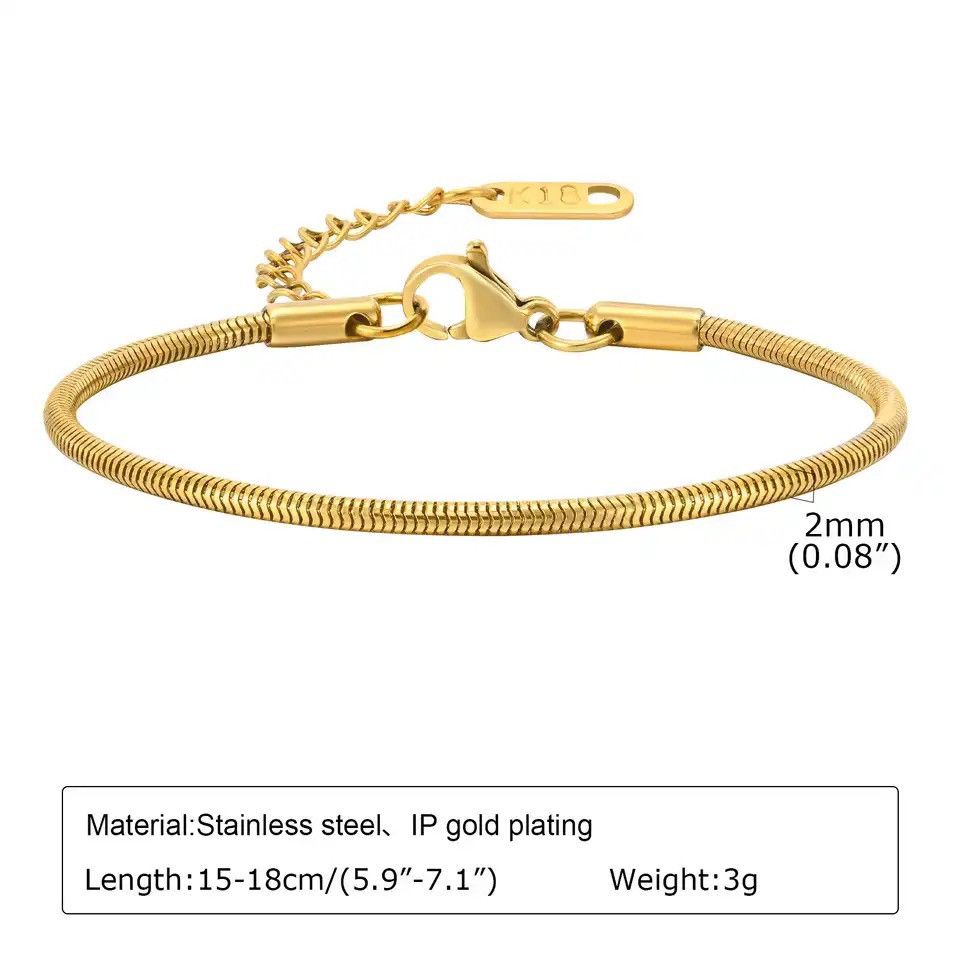 Other Chic 2mm Round Snake Chain Bracelet Size ONE SIZE - 2 Thumbnail