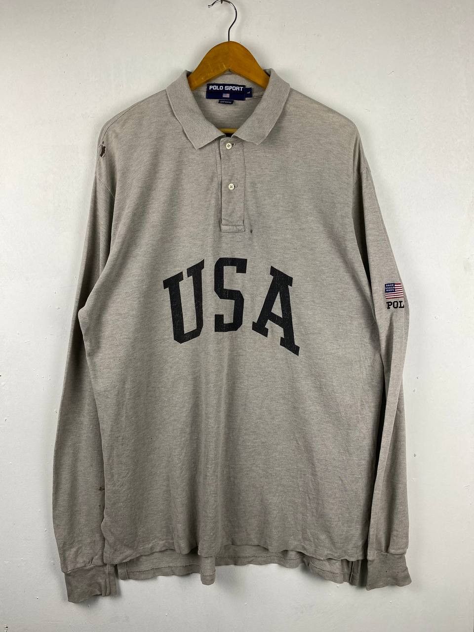 Polo Ralph Lauren vintage polo sport ralph lauren usa polo tee distressed Size US L / EU 52-54 / 3 - 1 Thumbnail