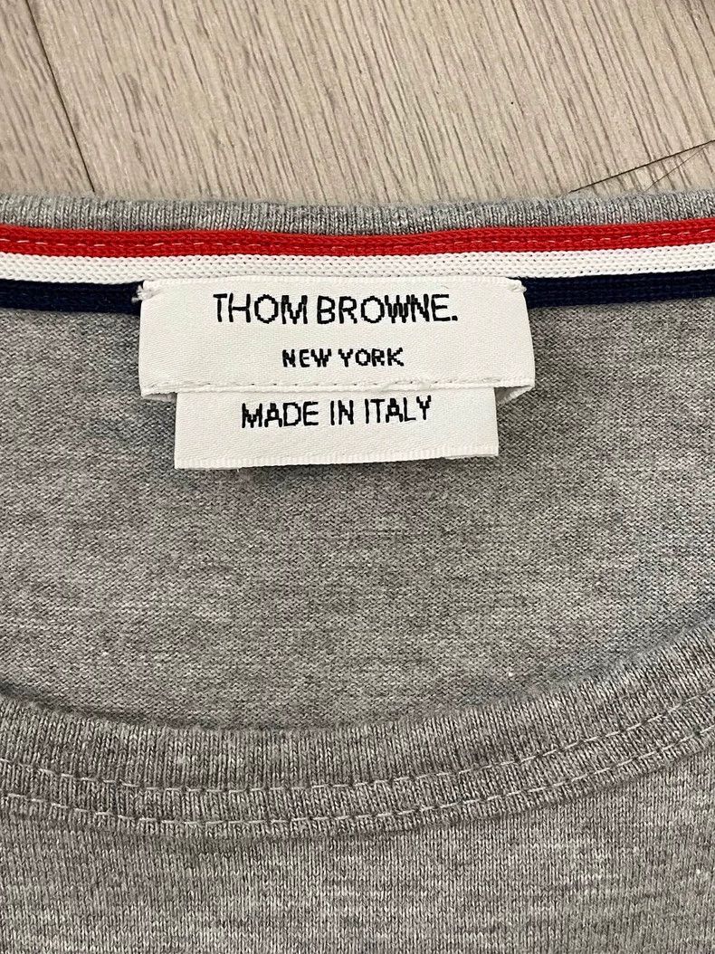 Thom Browne Thom browne Gray pocket striped short-sleeved T-shirt 2504- Size US M / EU 48-50 / 2 - 6 Thumbnail