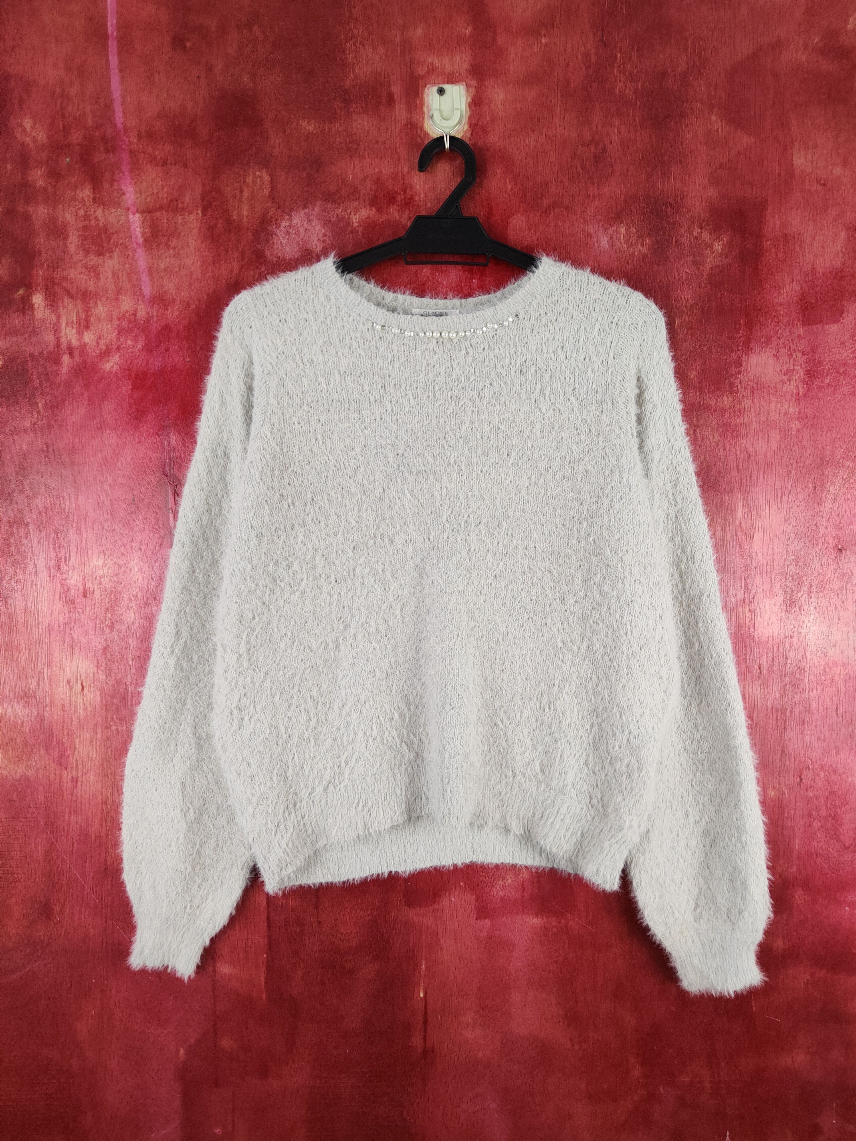 Glacier Gray Shag Shaggy Fur Mohair Knitwear #S2028