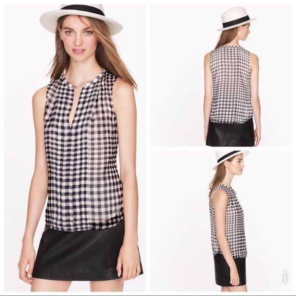 J.Crew J Crew 6 Blue White Plaid Check Sleeveless Top Ruffles Silk Size M / US 6-8 / IT 42-44 - 1 Thumbnail