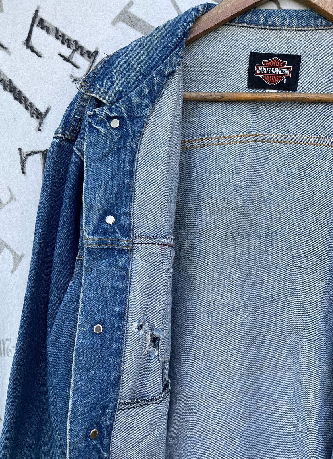 Harley Davidson 🔥Vintage 90's Harley Davidson USA Logo Denim Trucker Jacket Size US L / EU 52-54 / 3 - 19 Thumbnail