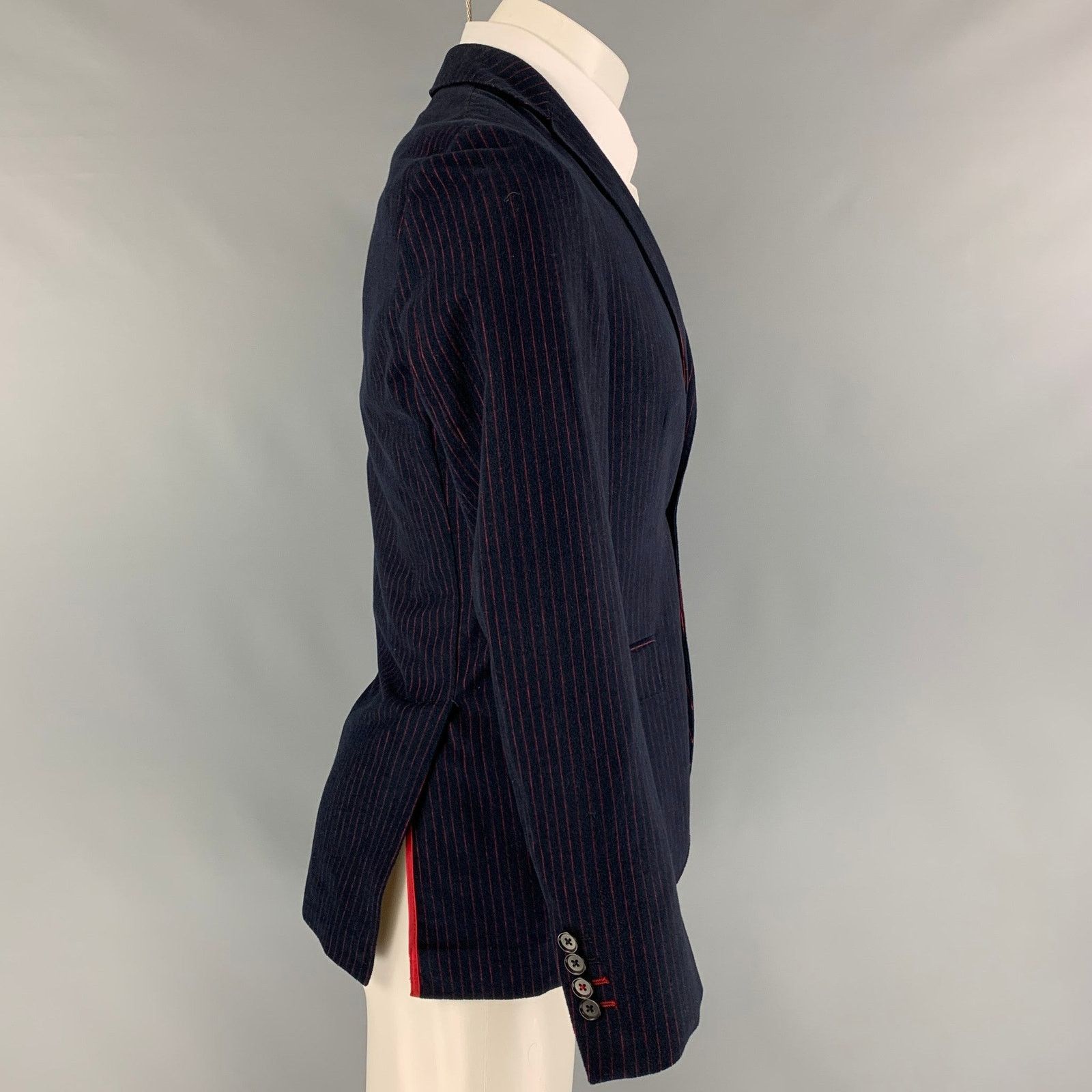 Brooks Brothers BROOKS BROTHERS Size 36 Navy Red Pinstripe Cotton Sport Coat Size 36R - 2 Thumbnail
