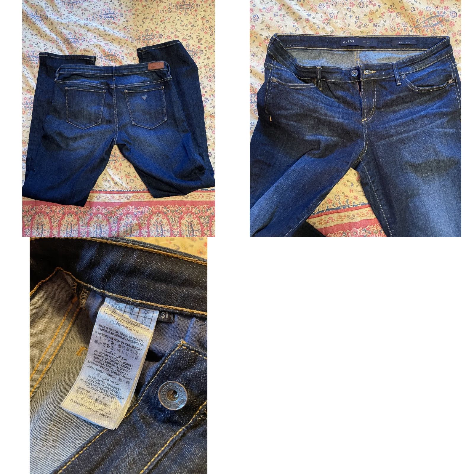 Guess GUESS Jeans Womens 31 Blue Dark Rinse Boot Cut Mid Rise Denim Stretch Jeans Womens Size 24" / US 00 / IT 34 - 8 Thumbnail