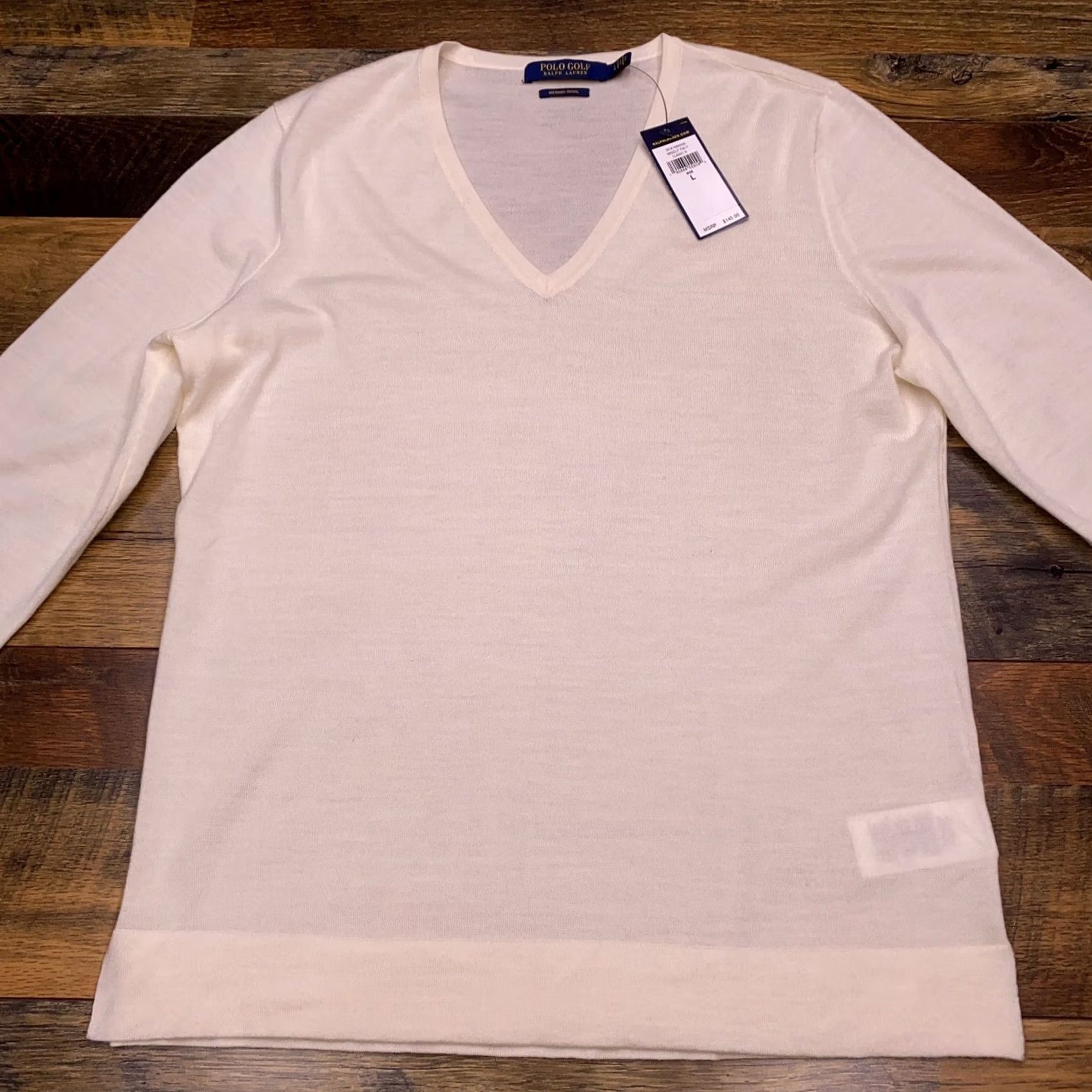 Ralph Lauren Ralph Lauren Golf Sweater Womens L Merino Wool V-Neck Pullover Knit Logo Beige Size L / US 10 / IT 46 - 2 Thumbnail