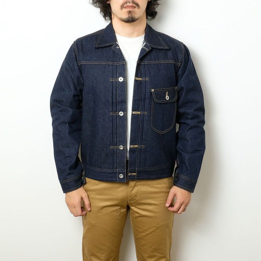 Japanese Brand WWII Model Type-1 Pleated Kaihara Fabric Denim Jacket Size US L / EU 52-54 / 3 - 1 Thumbnail
