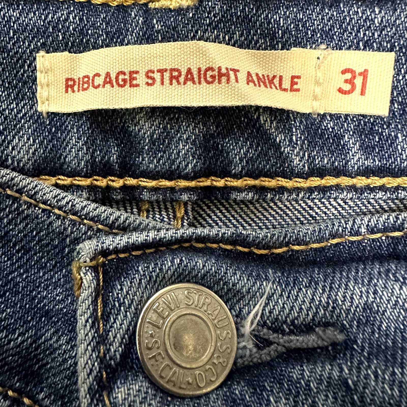 Levi's Levi's Ribcage Straight Ankle Jeans 12" Cotton Slide 31"x27" Size 31" - 3 Thumbnail