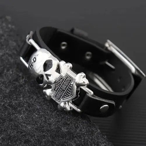 Jewelry Michiko x natsu Gothic Leather Punk Skull Bracelet Size ONE SIZE - 5 Thumbnail