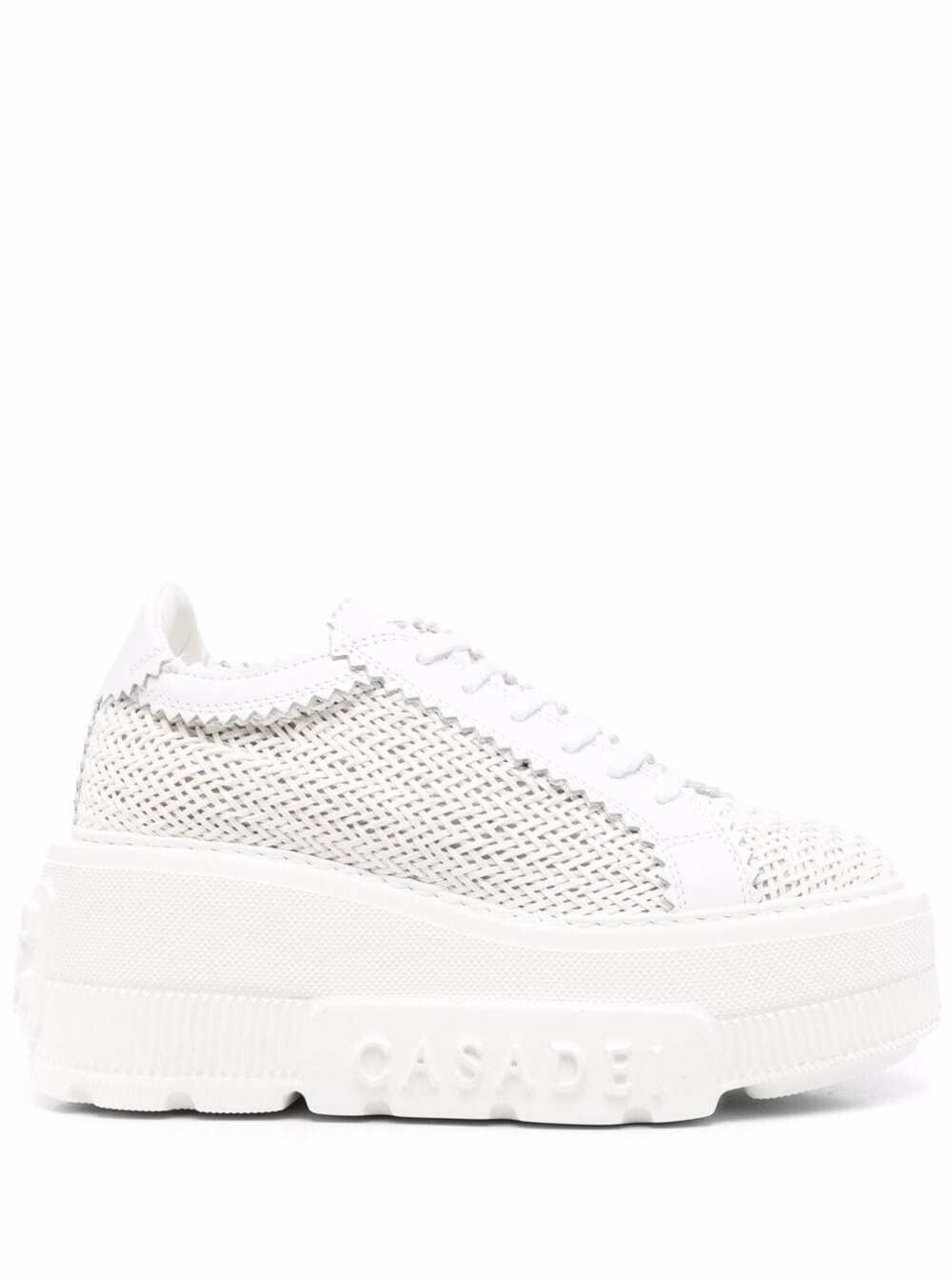 Casadei Women's White 'Platform' Sneakers with Intreccio Design Size US 8.5 / IT 38.5 - 1 Thumbnail