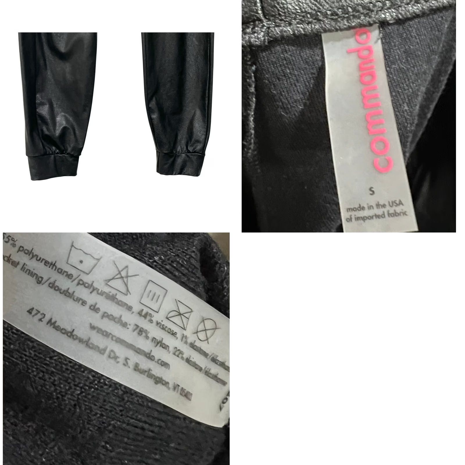Commando VINTAGE COMMANDO BLACK FAUX LEATHER JOGGERS PANTS WOMENS S PULL ON Jeans/ pants? Size 28" / US 6 / IT 42 - 8 Thumbnail