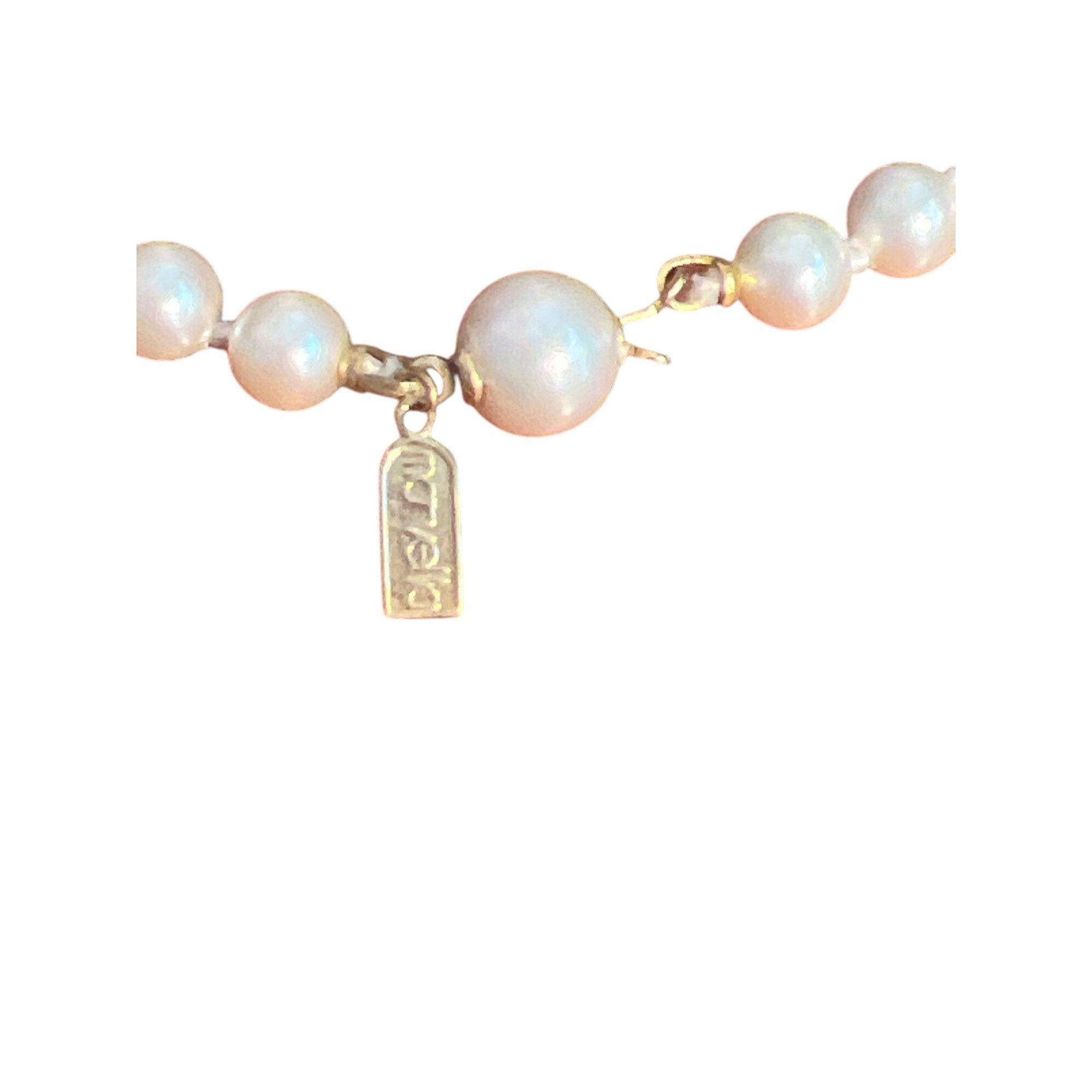 Other Vintage Marvella Faux Pearl Necklace Knotted Between Gold To Size ONE SIZE - 3 Thumbnail