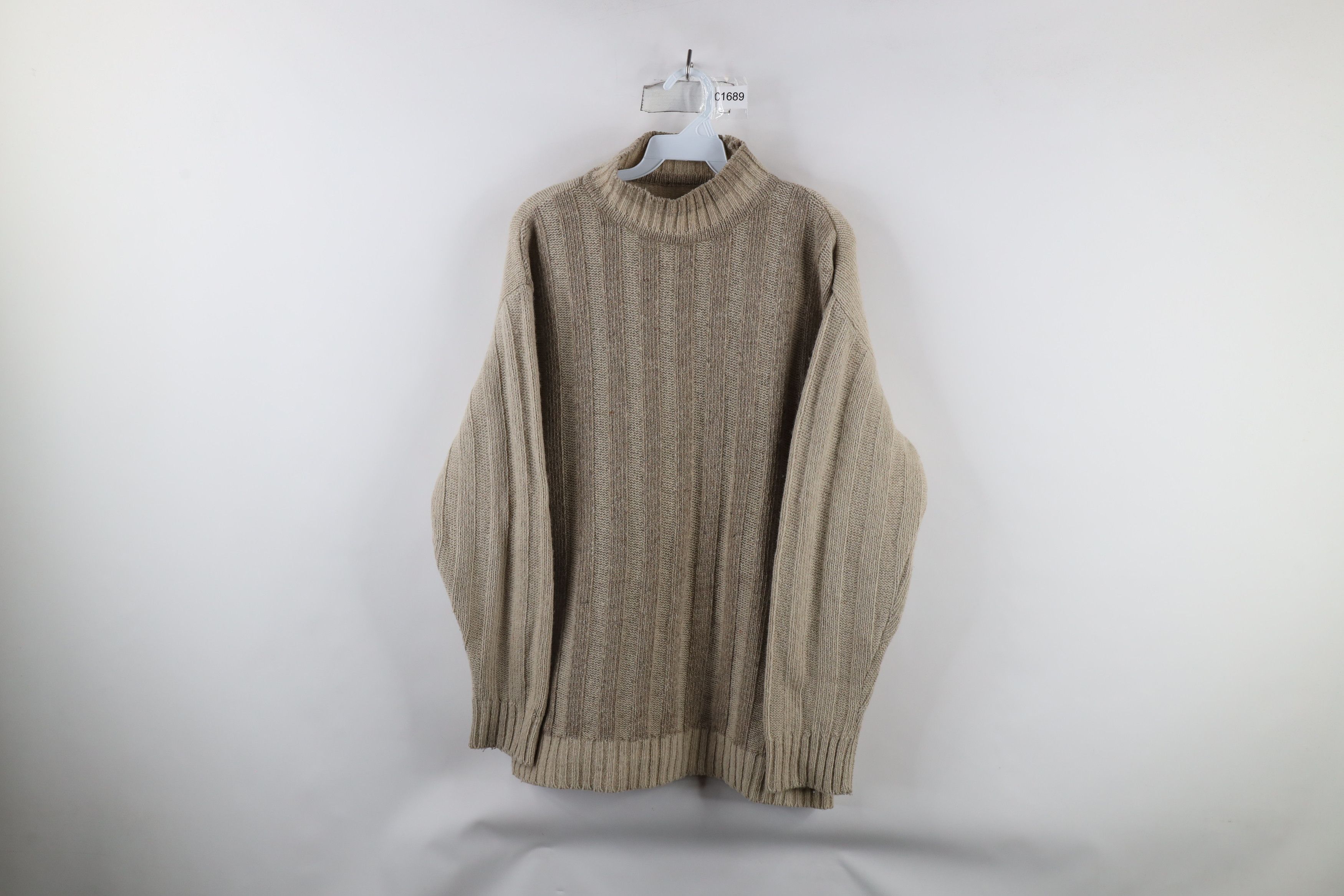 Vintage Vintage 90s Streetwear Chunky Ribbed Knit Mock Neck Sweater Size US L / EU 52-54 / 3 - 1 Thumbnail