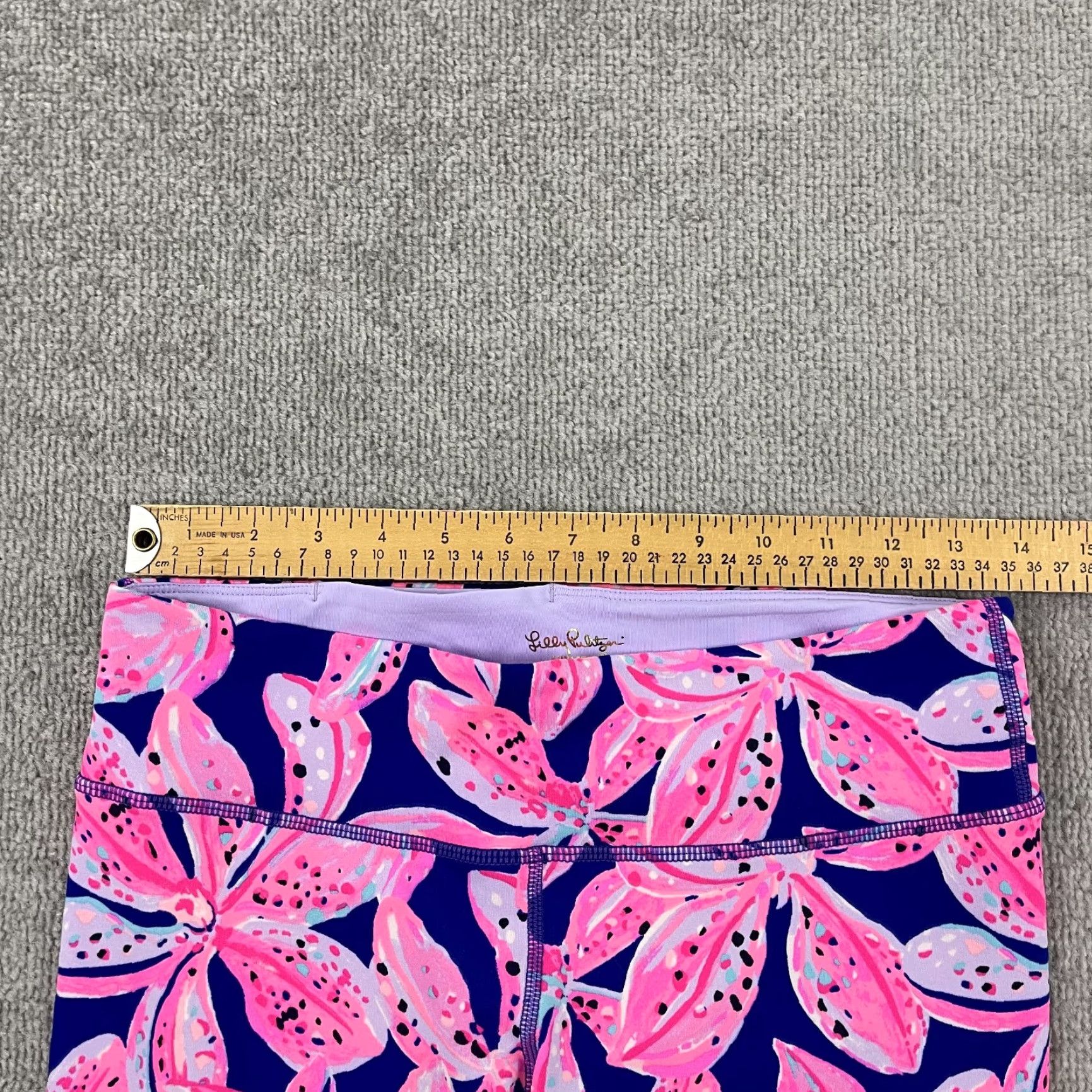 Lilly Pulitzer VINTAGE Lilly Pulitzer Luxletic Pants Womens M Jolena Weekender Zebra Floral Purple Size 32" / US 10 / IT 46 - 6 Thumbnail