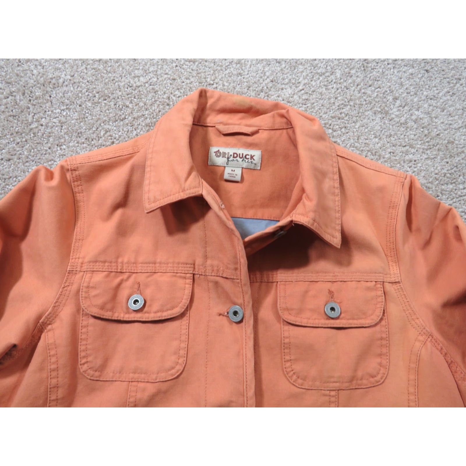 Vintage VINTAGE DRI DUCK For Her Jacket Women’s M Light Orange Canvas Button Front Casual Mid-Length 100% Cotton Lining 100% Cotton Size M / US 6-8 / IT 42-44 - 3 Thumbnail