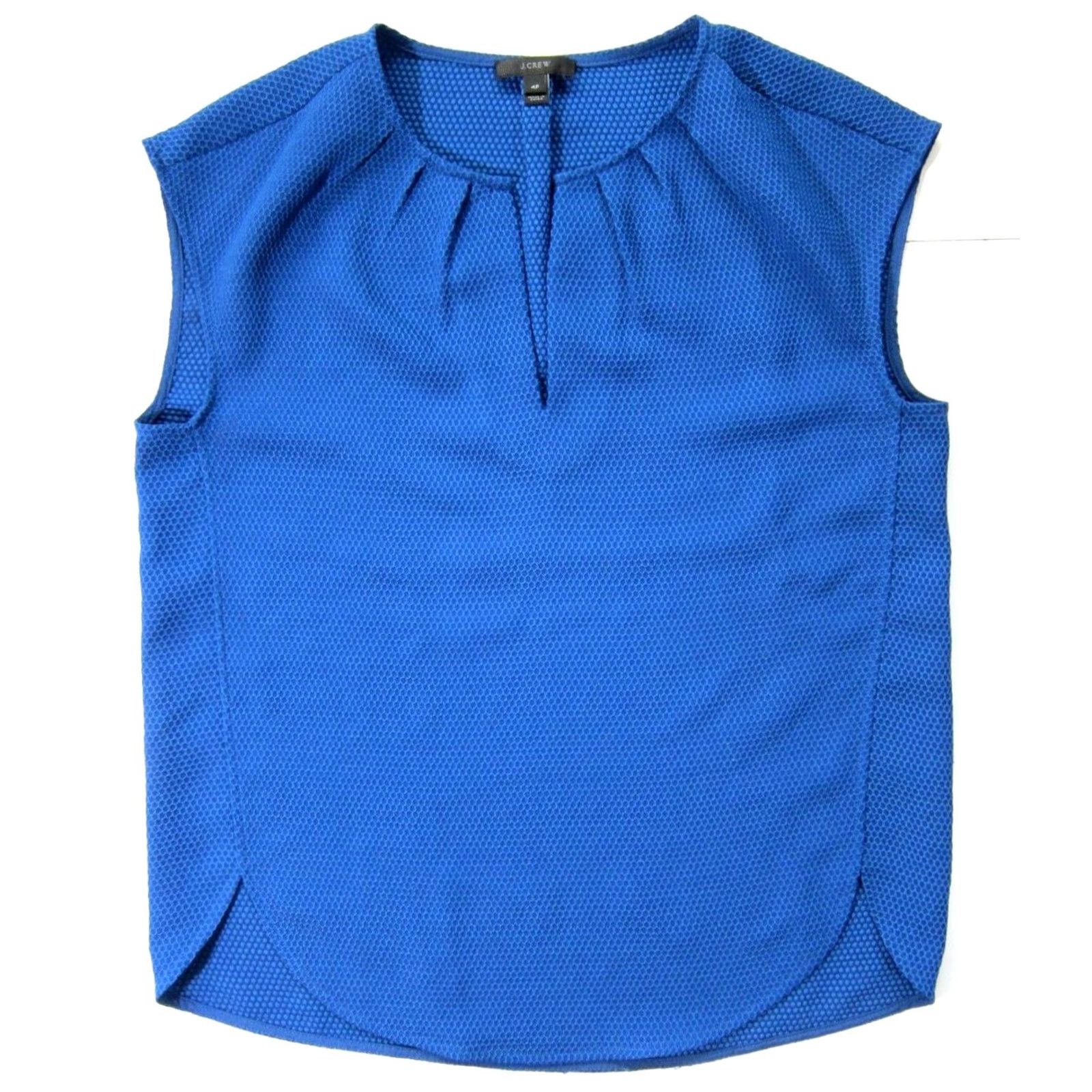 J.Crew J.Crew Blue Stretch V-Neck Cap Sleeve Textured Tunic Blouse Top Women 4P Size S / US 4 / IT 40 - 2 Thumbnail
