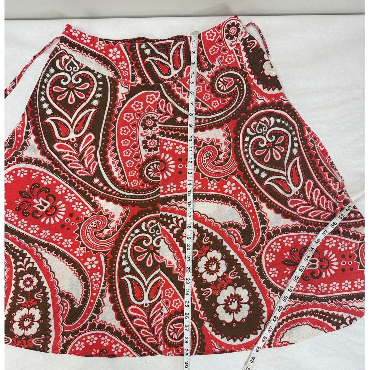 Other Talbots Paisley Print Red Brown Skirt Cotton - Women Size 14 Size 36" / US 14 / IT 50 - 3 Thumbnail