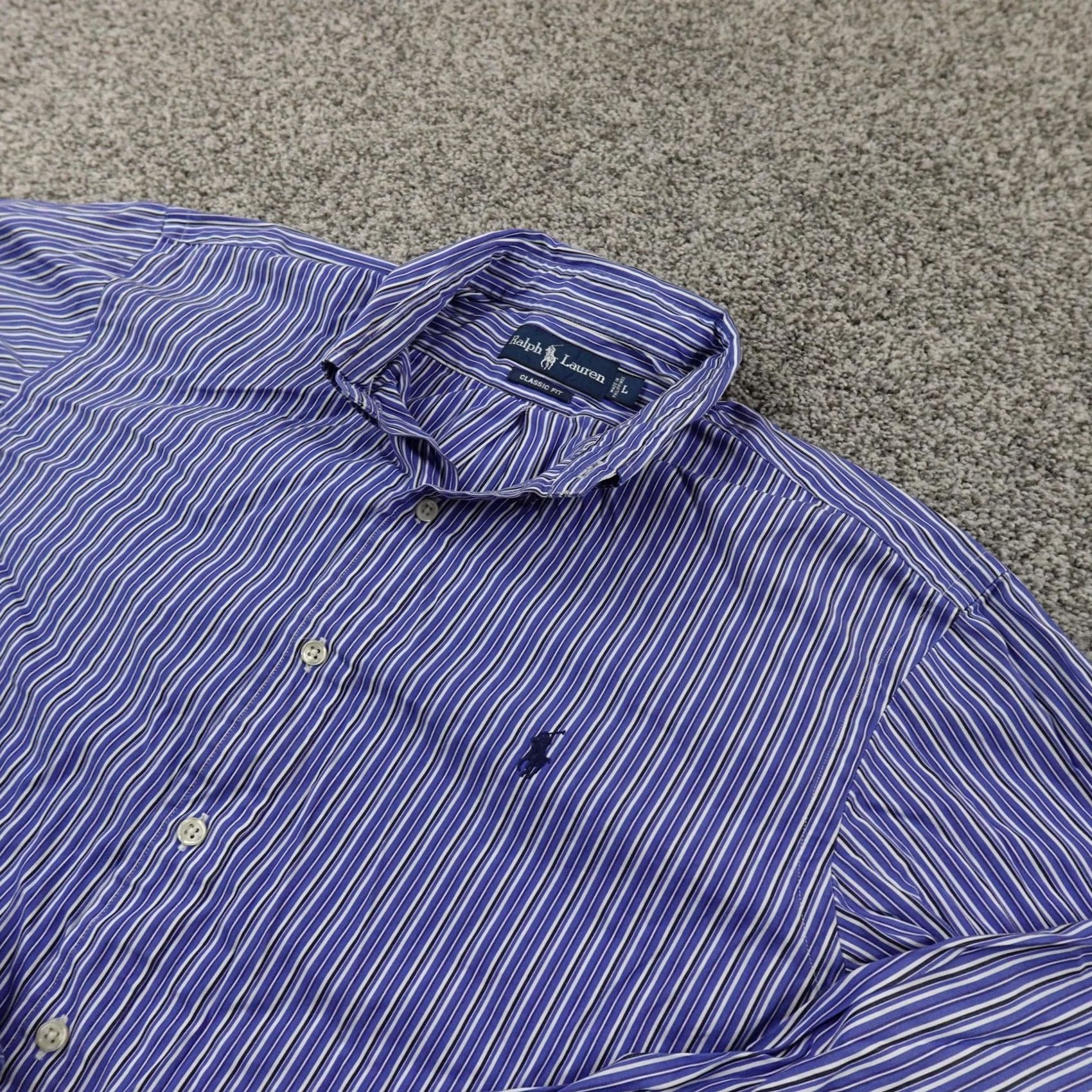 Ralph Lauren VINTAGE Ralph Lauren Shirt Mens L Blue Stripe Pony Button Up Long Sleeve Classic Top Size US L / EU 52-54 / 3 - 2 Thumbnail