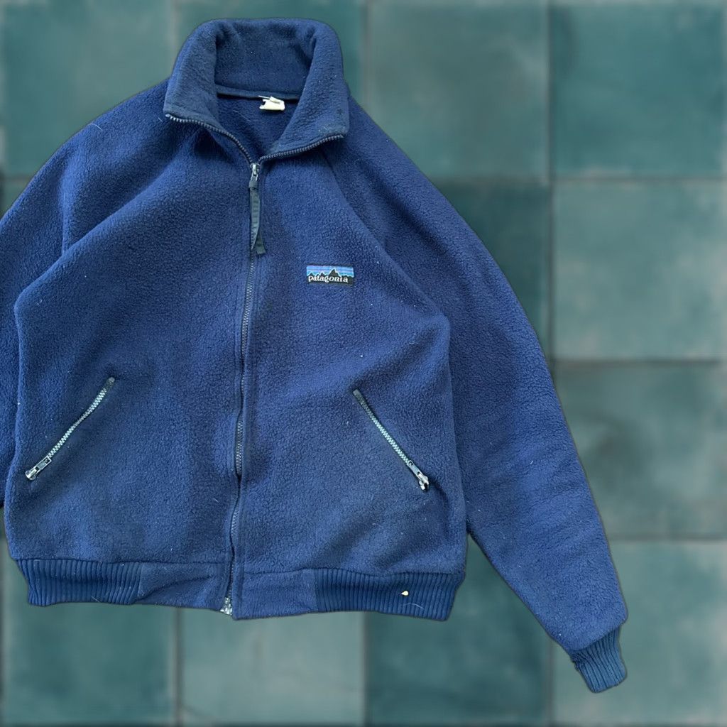 Patagonia Patagonia Vintage 80s Zip Up Fleece Jacket Navy Blue Full Bomber 90s Deep Pile Size US L / EU 52-54 / 3 - 1 Thumbnail