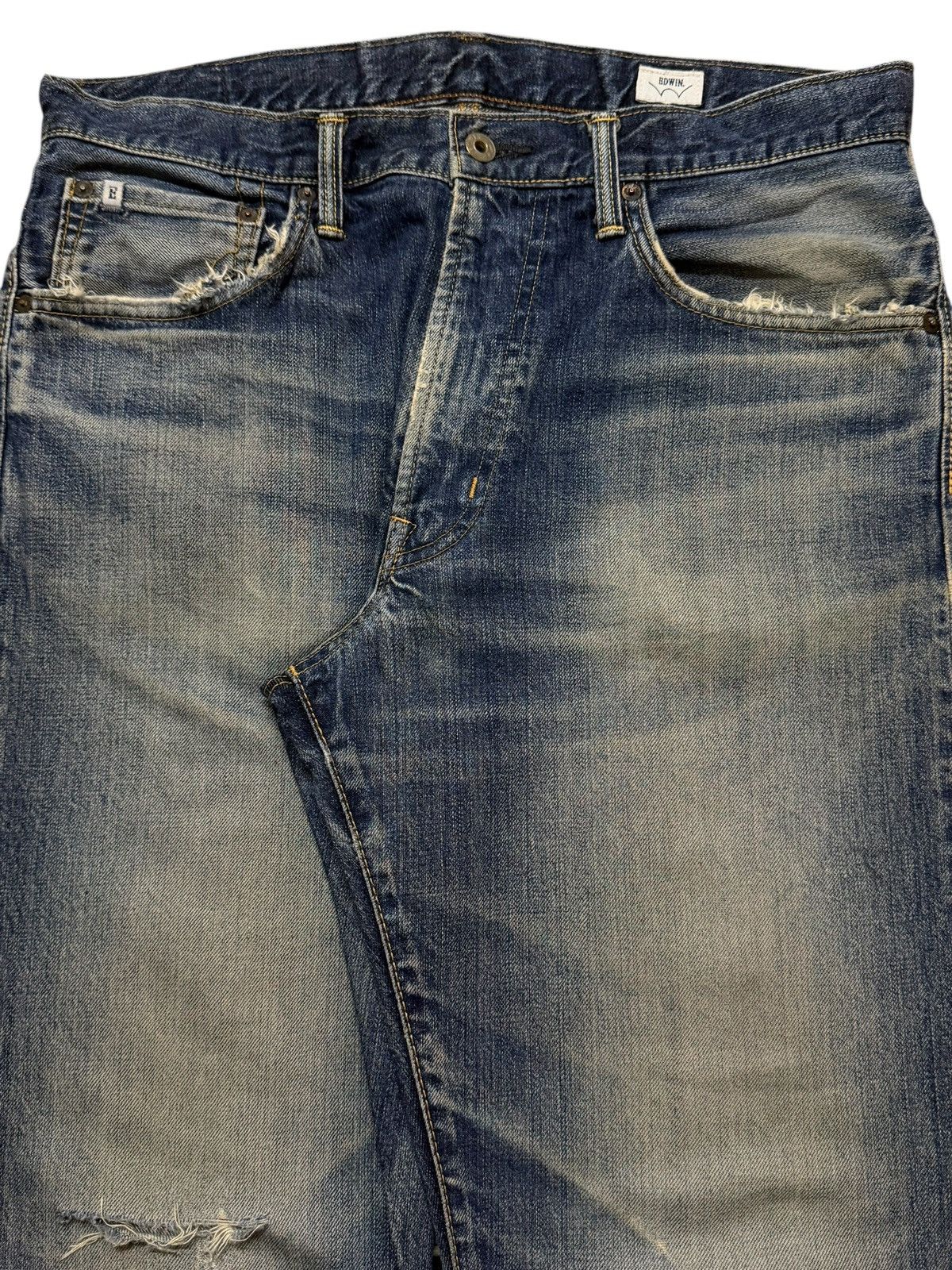 Edwin Vintage 90s Edwin Blue Faded Wash Distressed Straight Loose Size US 34 / EU 50 - 3 Thumbnail