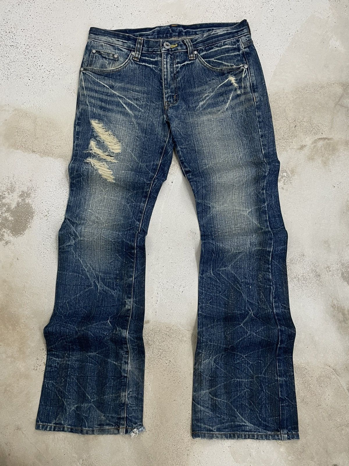 Tornado Mart Vintage Japan Designer 90’s NylausBs Distressed Flared Denim Size US 32 / EU 48 - 1 Thumbnail